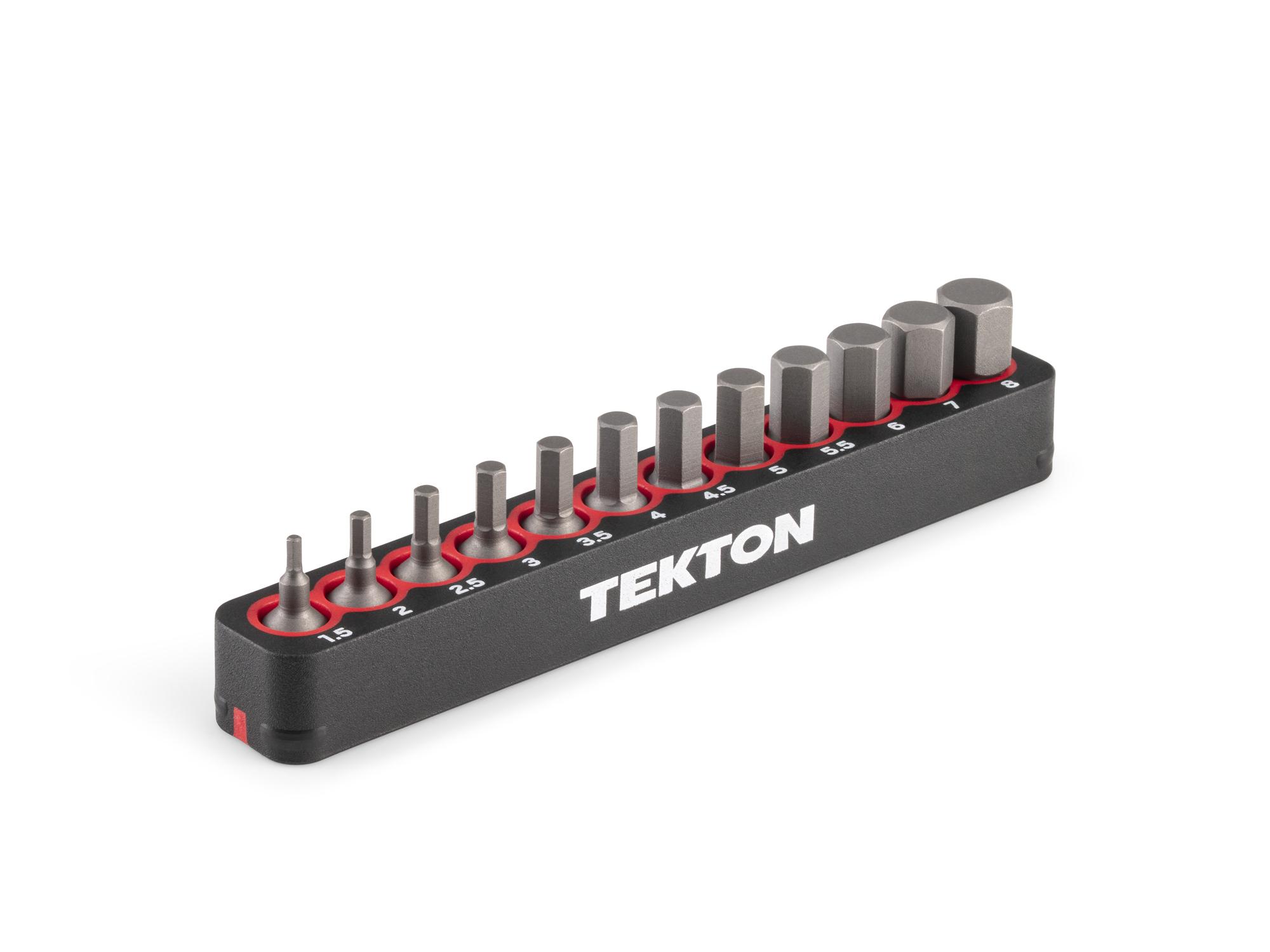 TEKTON Hex Insert Bit Set (0.75 Inch Length) with Rail, 12-Piece (1.5 - 8 mm) - 1/4 in. Hex Shank