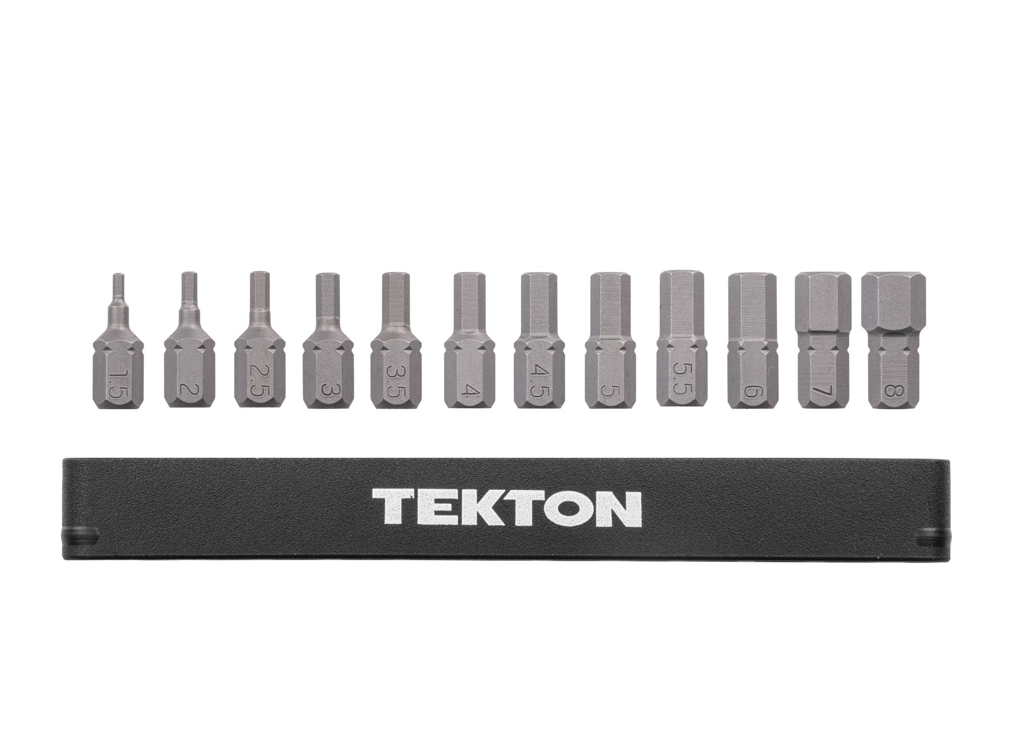 Laid out contents of Tekton rail bit set. Item #DZX93009