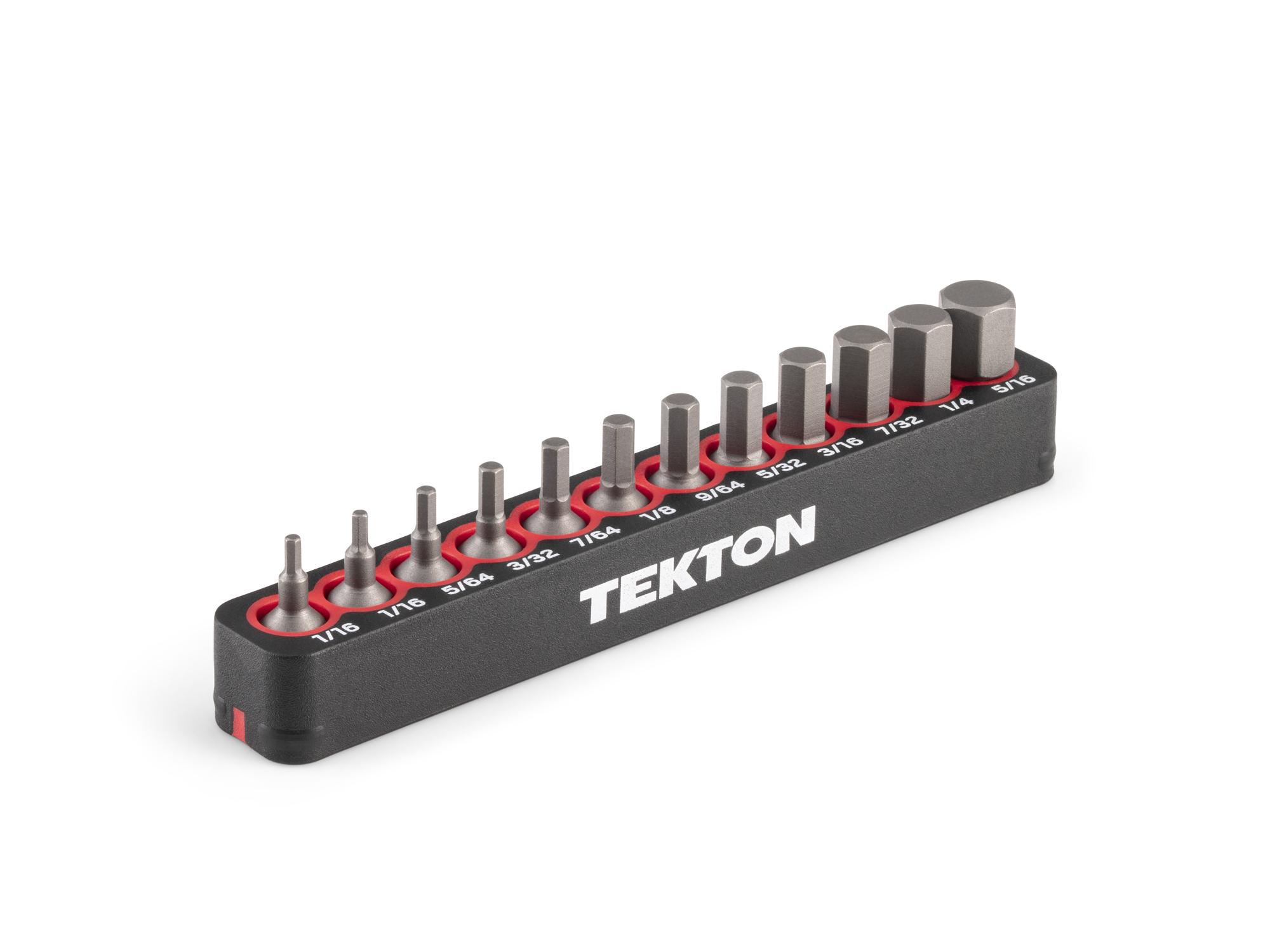 TEKTON Hex Insert Bit Set (0.75 Inch Length) with Rail, 12-Piece (1/16 - 5/16 in.) - 1/4 in. Hex Shank