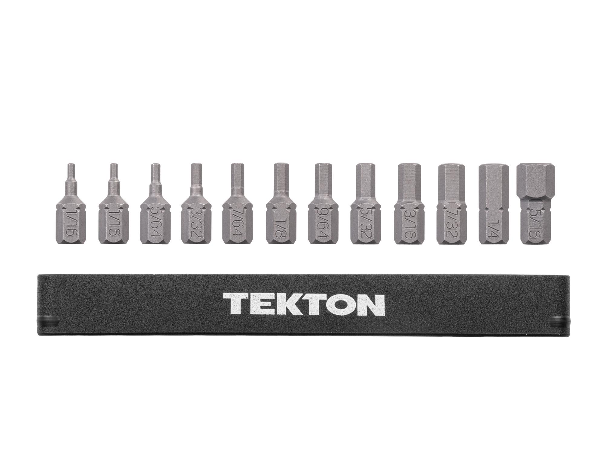 Laid out contents of Tekton rail bit set. Item #DZX93010