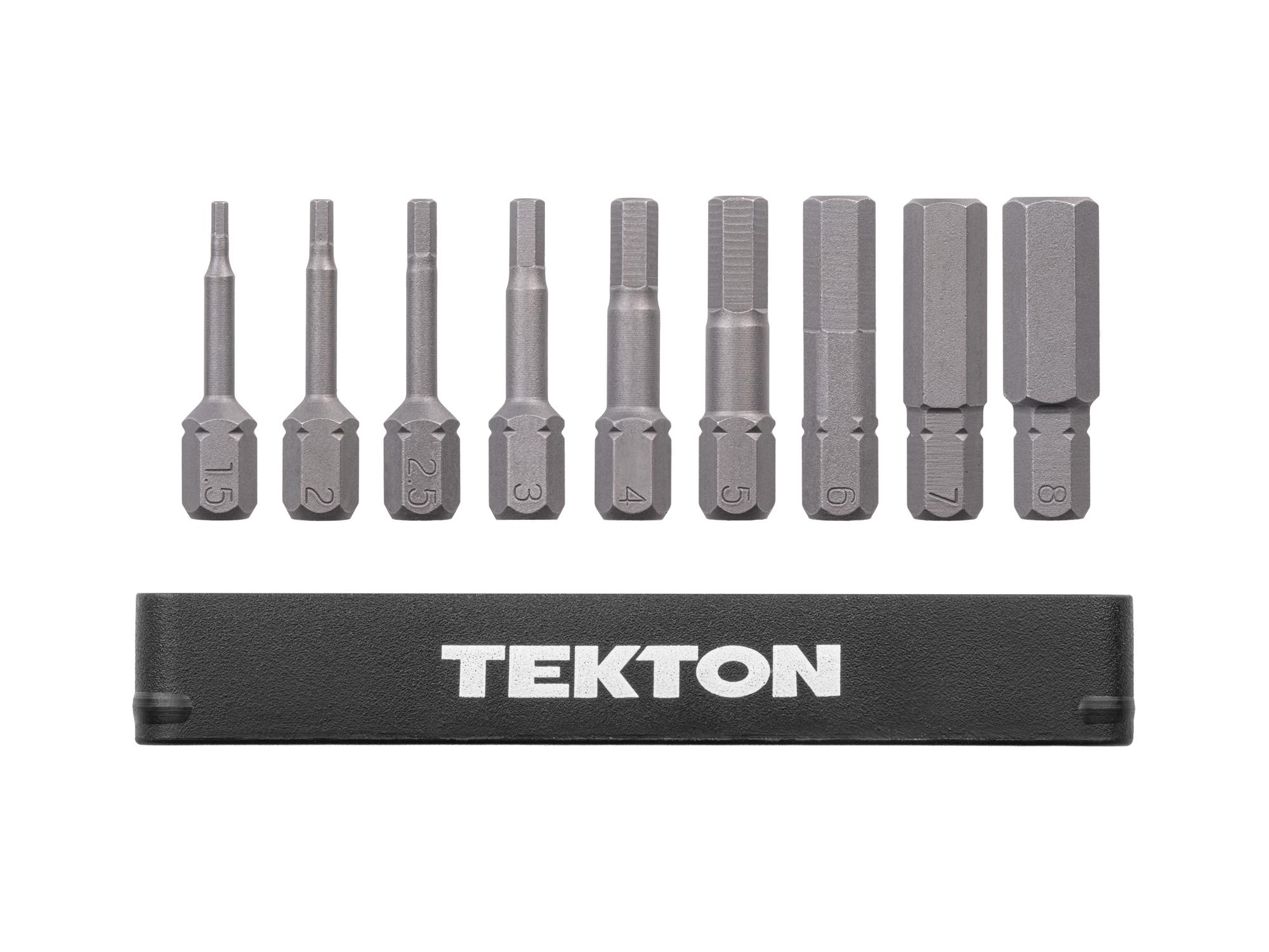 Laid out contents of Tekton rail bit set. Item #DZX93011