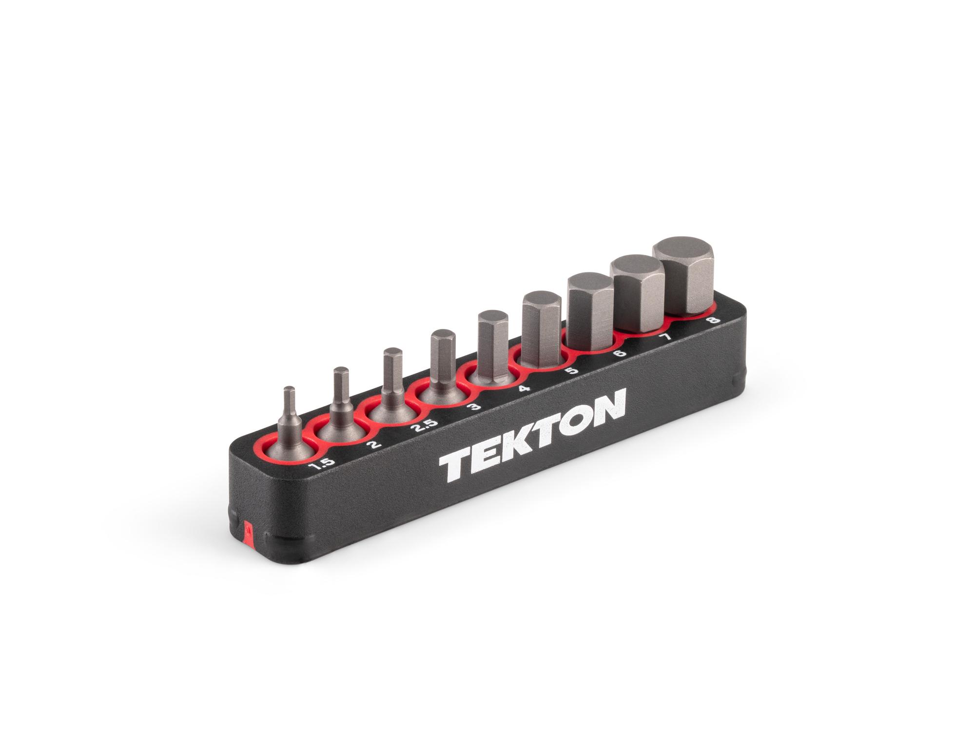 TEKTON Hex Insert Bit Set (0.75 Inch Length) with Rail, 9-Piece (1.5 - 8 mm, Common Sizes) - 1/4 in. Hex Shank