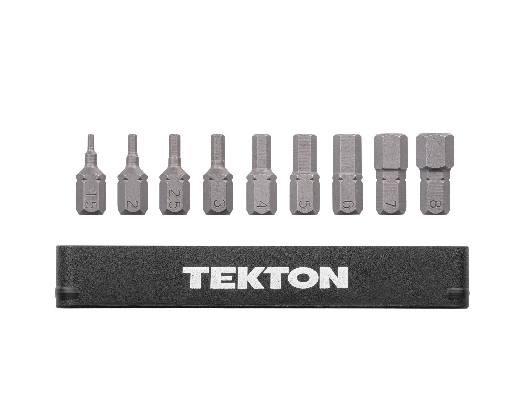 Laid out contents of Tekton rail bit set. Item #DZX93012