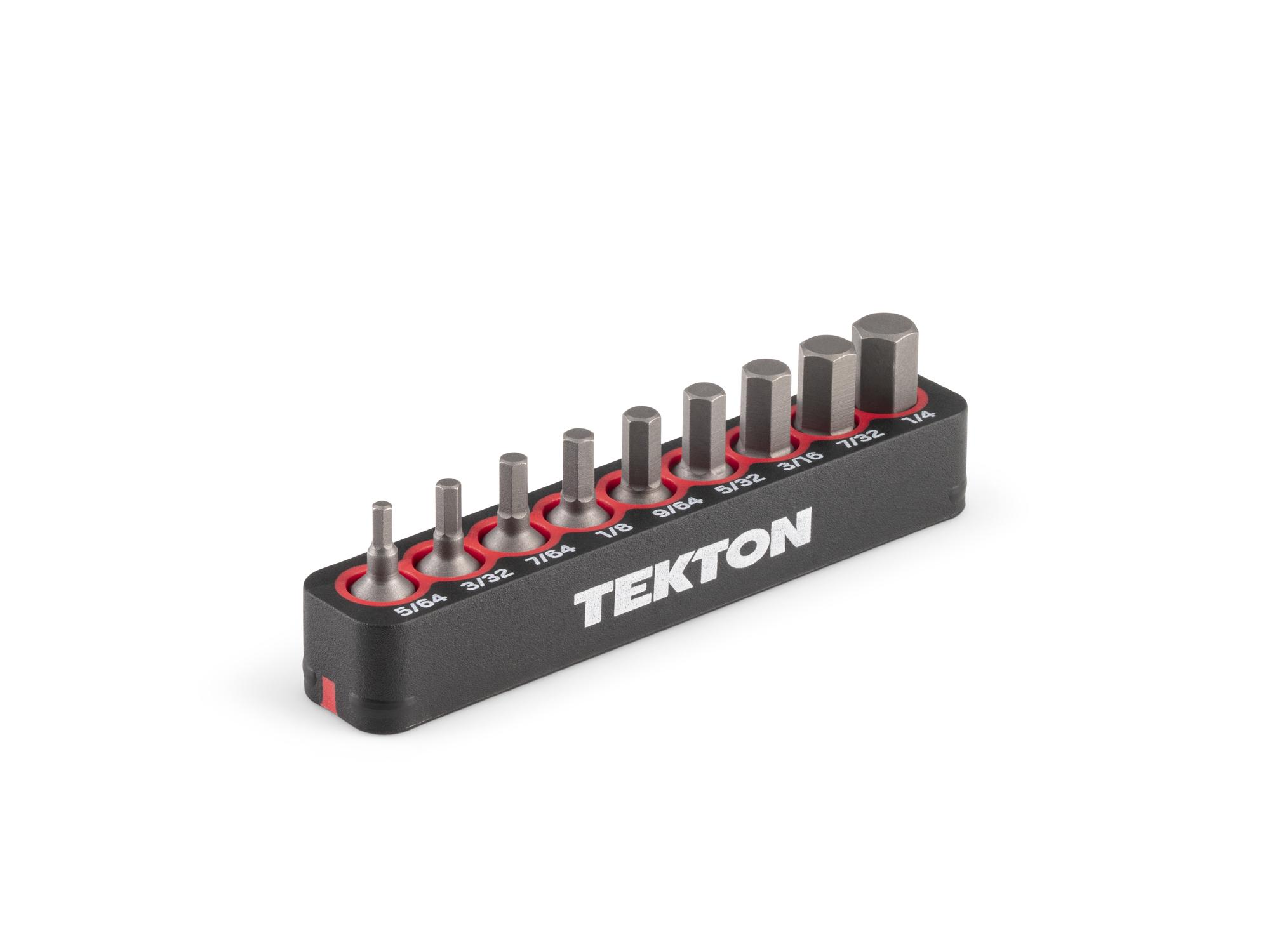 TEKTON Hex Insert Bit Set (0.75 Inch Length) with Rail, 9-Piece (5/64 - 1/4 in.) - 1/4 in. Hex Shank