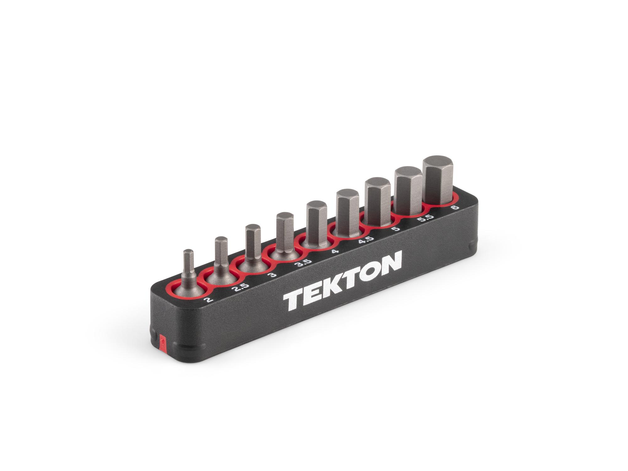 TEKTON Hex Insert Bit Set (0.75 Inch Length) with Rail, 9-Piece (2 - 6 mm) - 1/4 in. Hex Shank