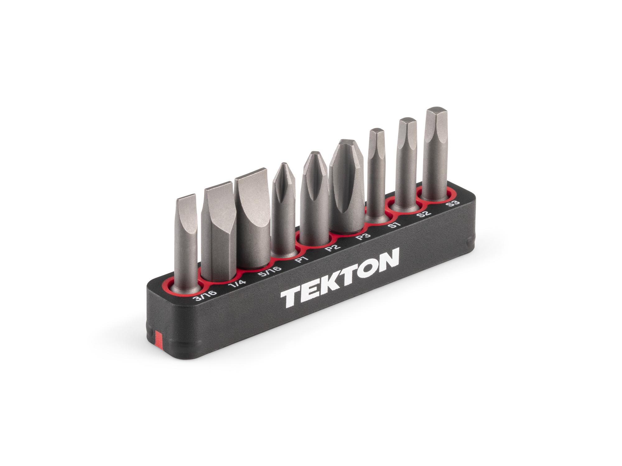 Phillips, Slotted, Square Insert Bit Set with Rail (9-Piece)