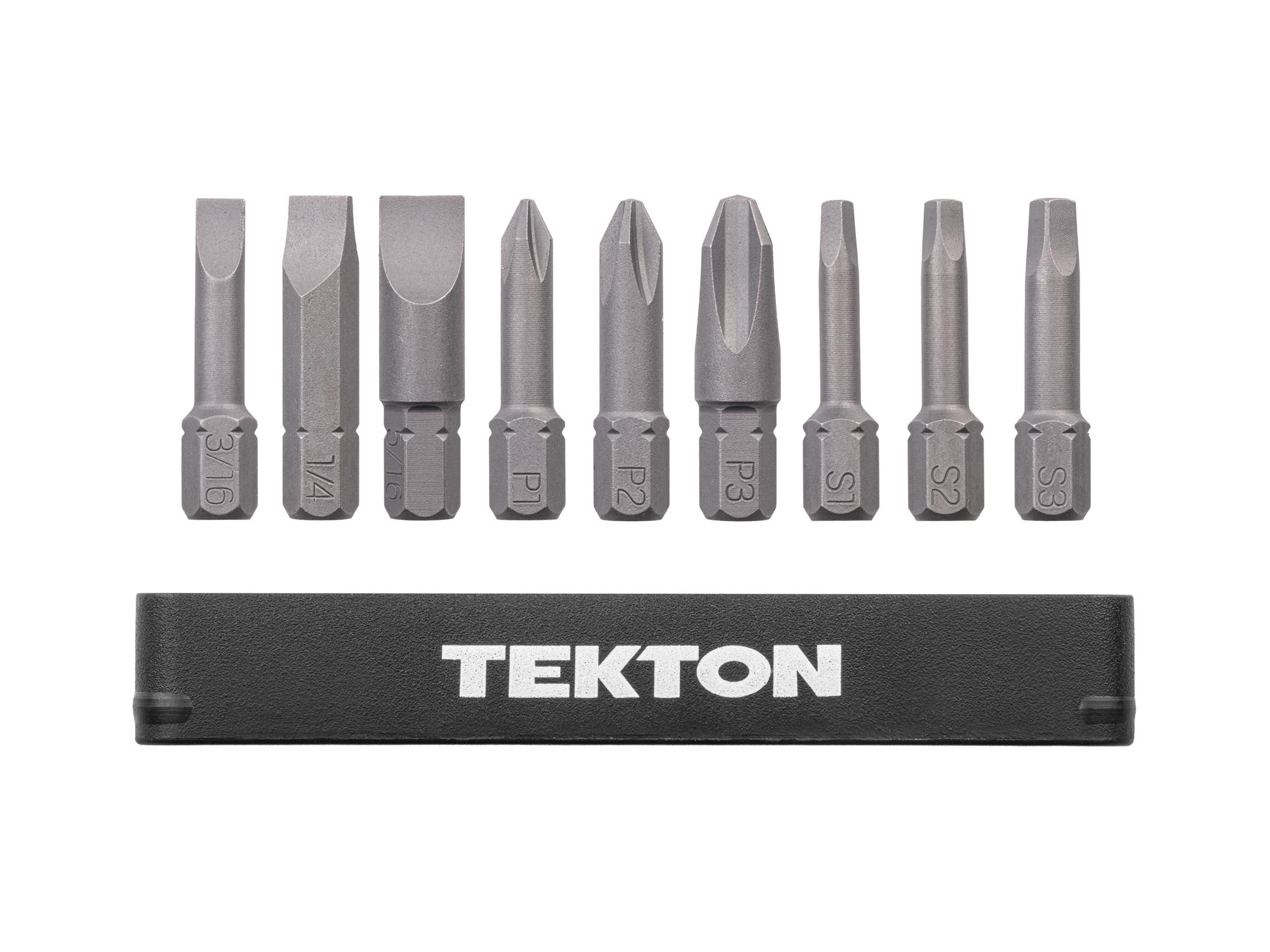 Laid out contents of Tekton rail bit set. Item #DZZ93001