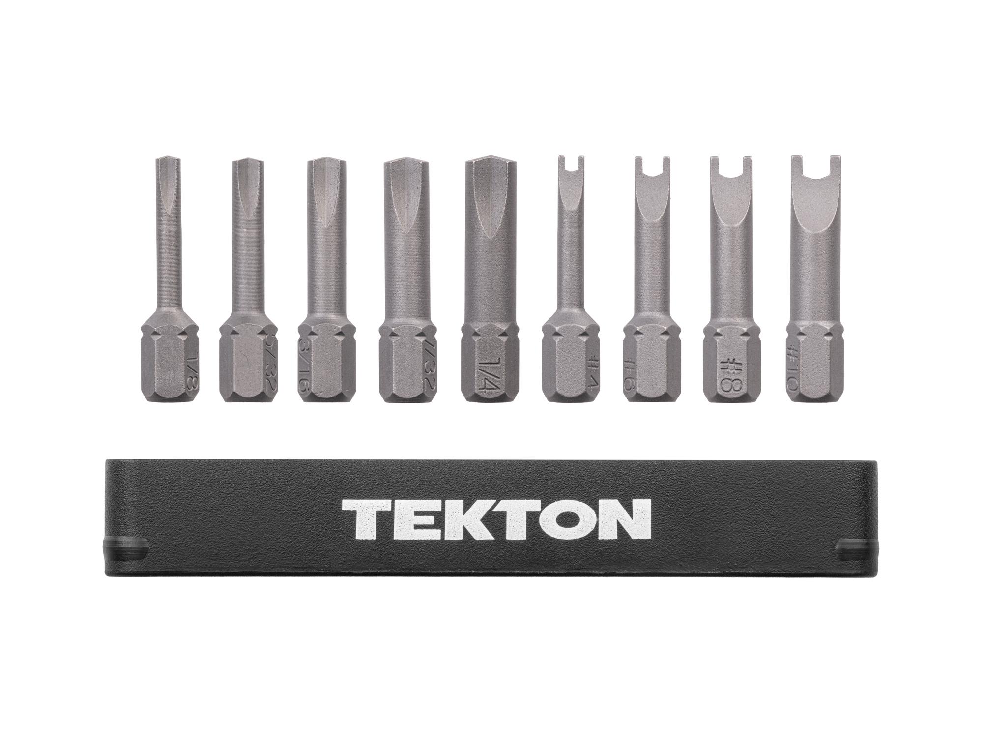 Laid out contents of Tekton rail bit set. Item #DZZ93002