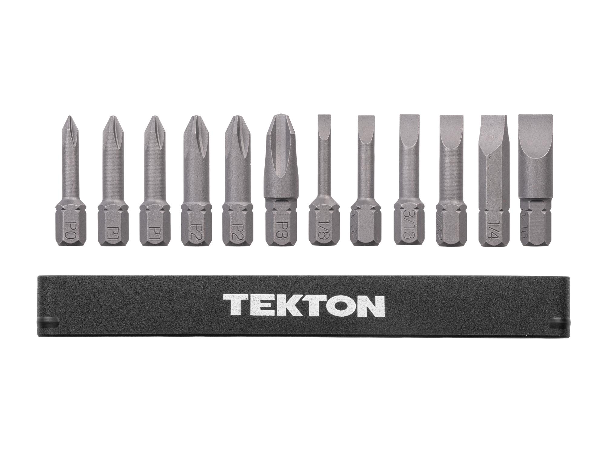 Laid out contents of Tekton rail bit set. Item #DZZ93005