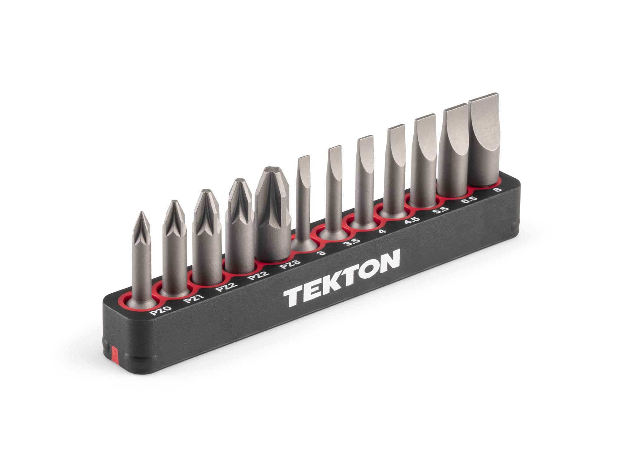 Slotted and Pozidriv Insert Bit Set with Rail (12-Piece)