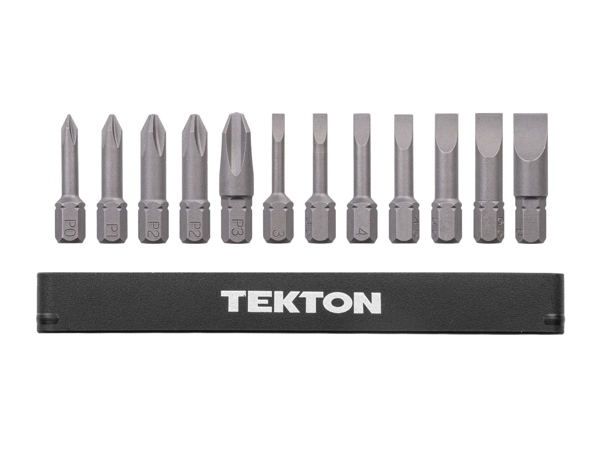 Laid out contents of Tekton rail bit set. Item #DZZ93007