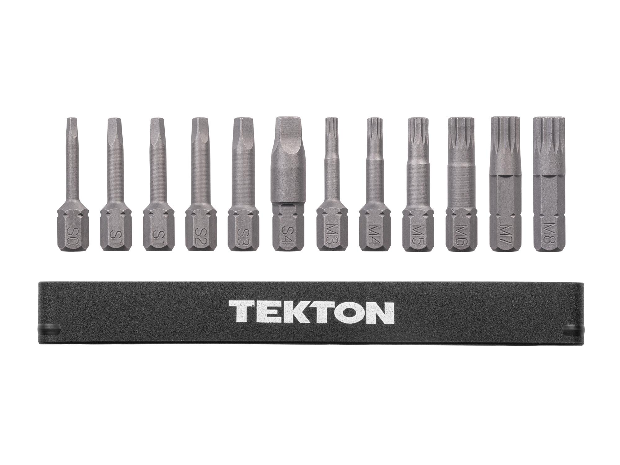 Laid out contents of Tekton rail bit set. Item #DZZ93008