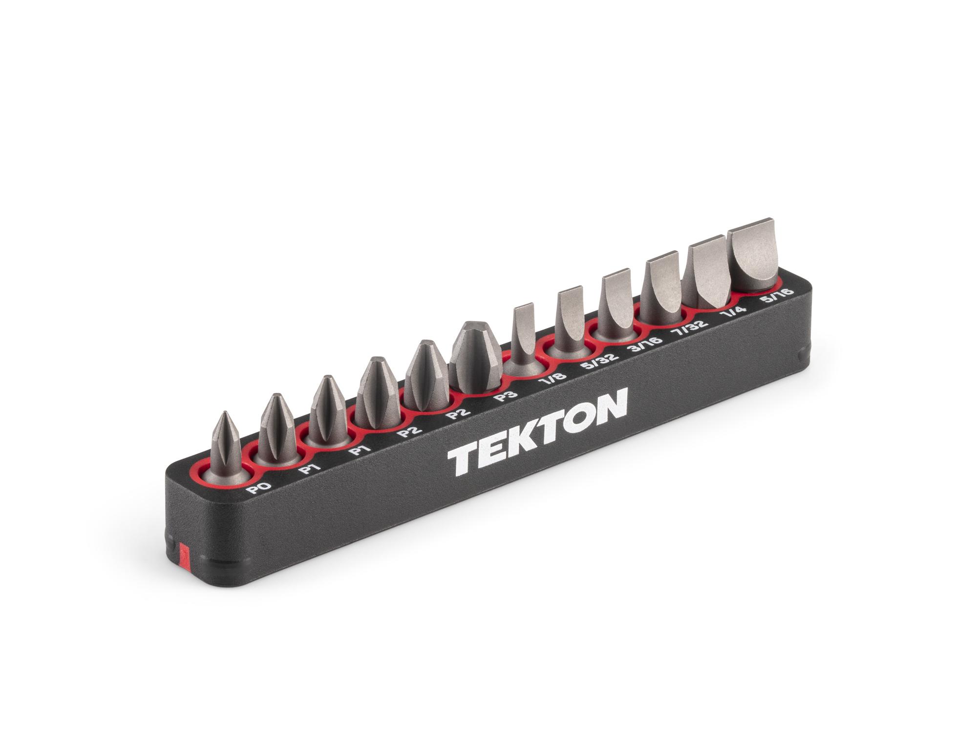 TEKTON Phillips and Slotted Insert Bit Set (0.75 Inch Length) with Rail, 12-Piece (P0 - P3, 1/8 - 5/16 in.) - 1/4 in. Hex Shank