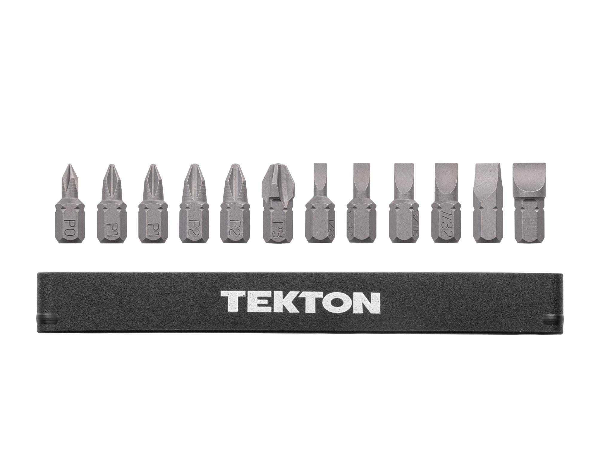 Laid out contents of Tekton rail bit set. Item #DZZ93009