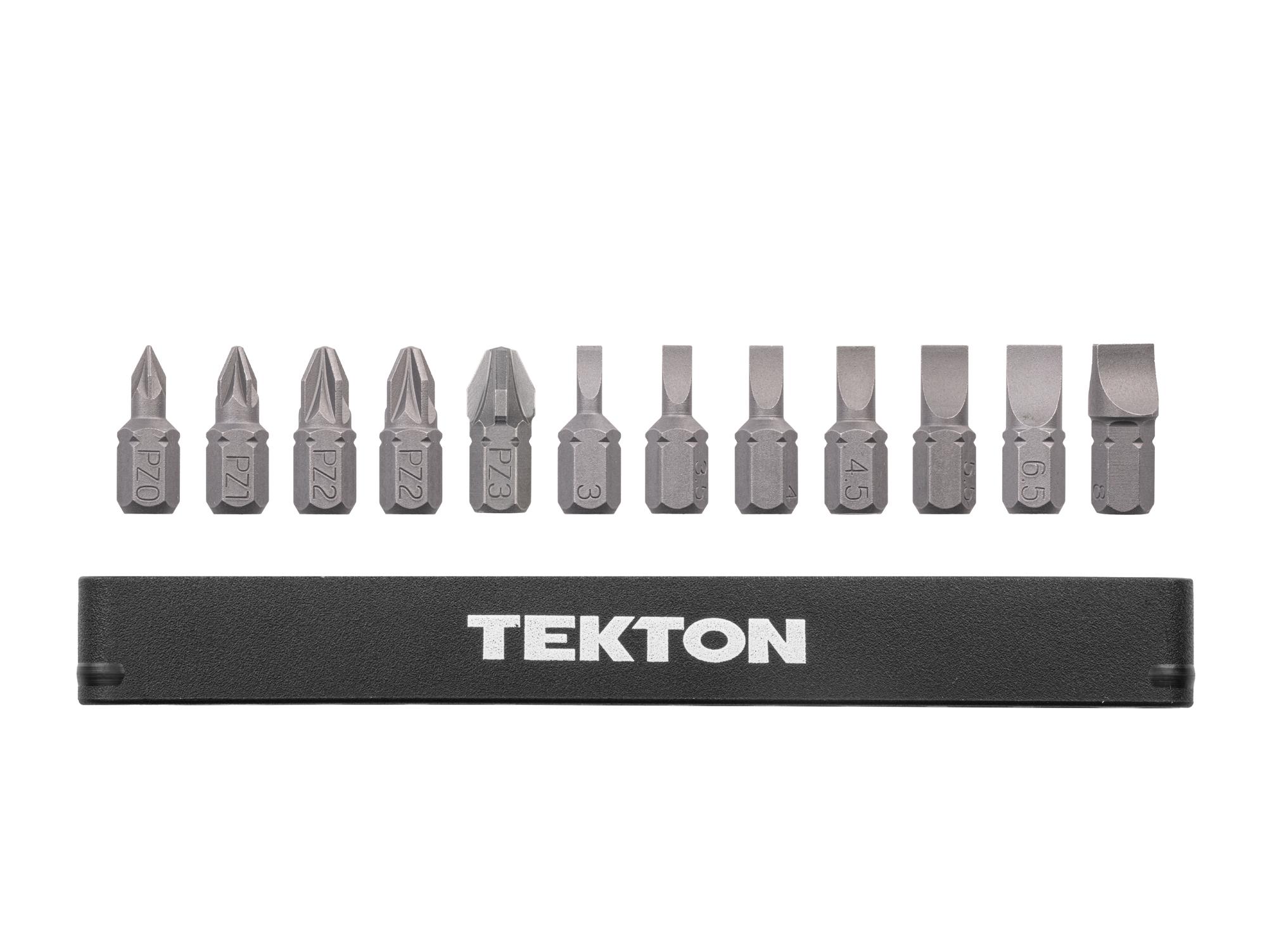 Laid out contents of Tekton rail bit set. Item #DZZ93010