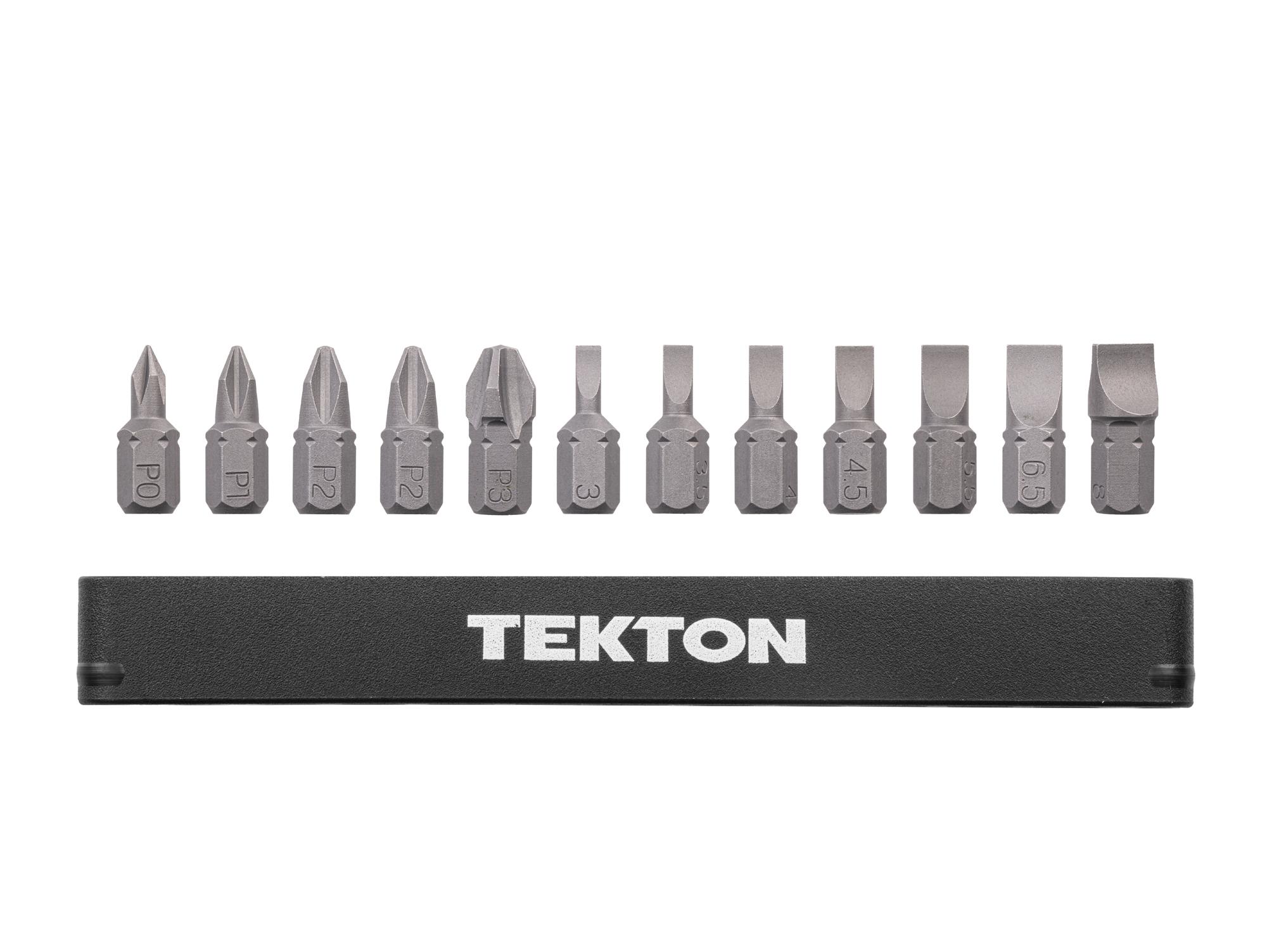 Laid out contents of Tekton rail bit set. Item #DZZ93011