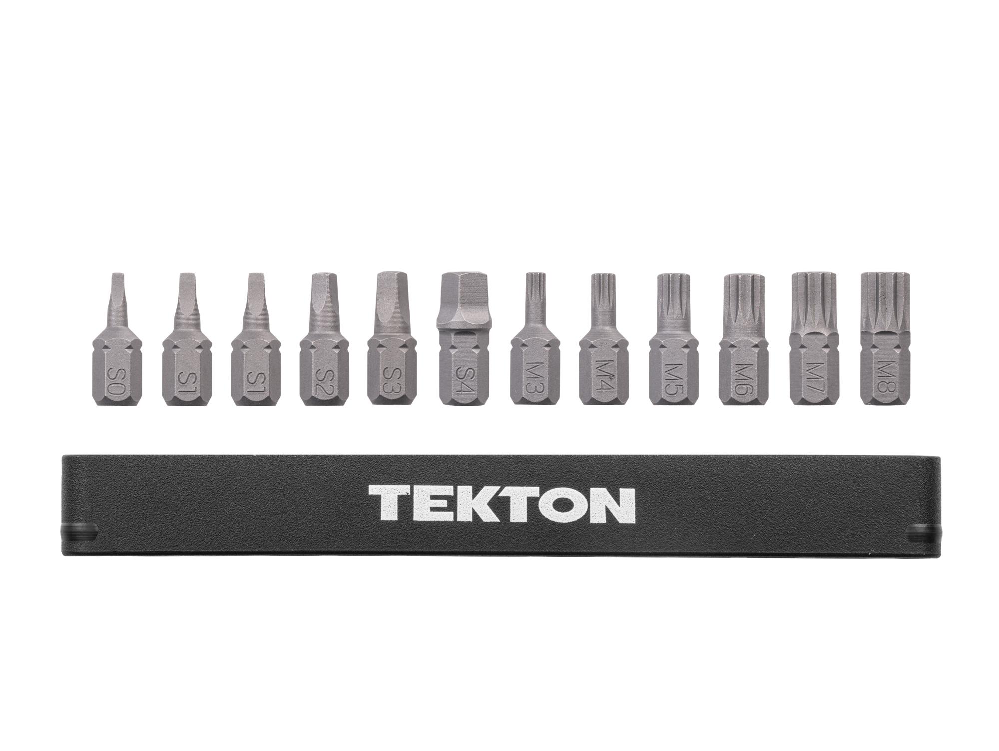 Laid out contents of Tekton rail bit set. Item #DZZ93012