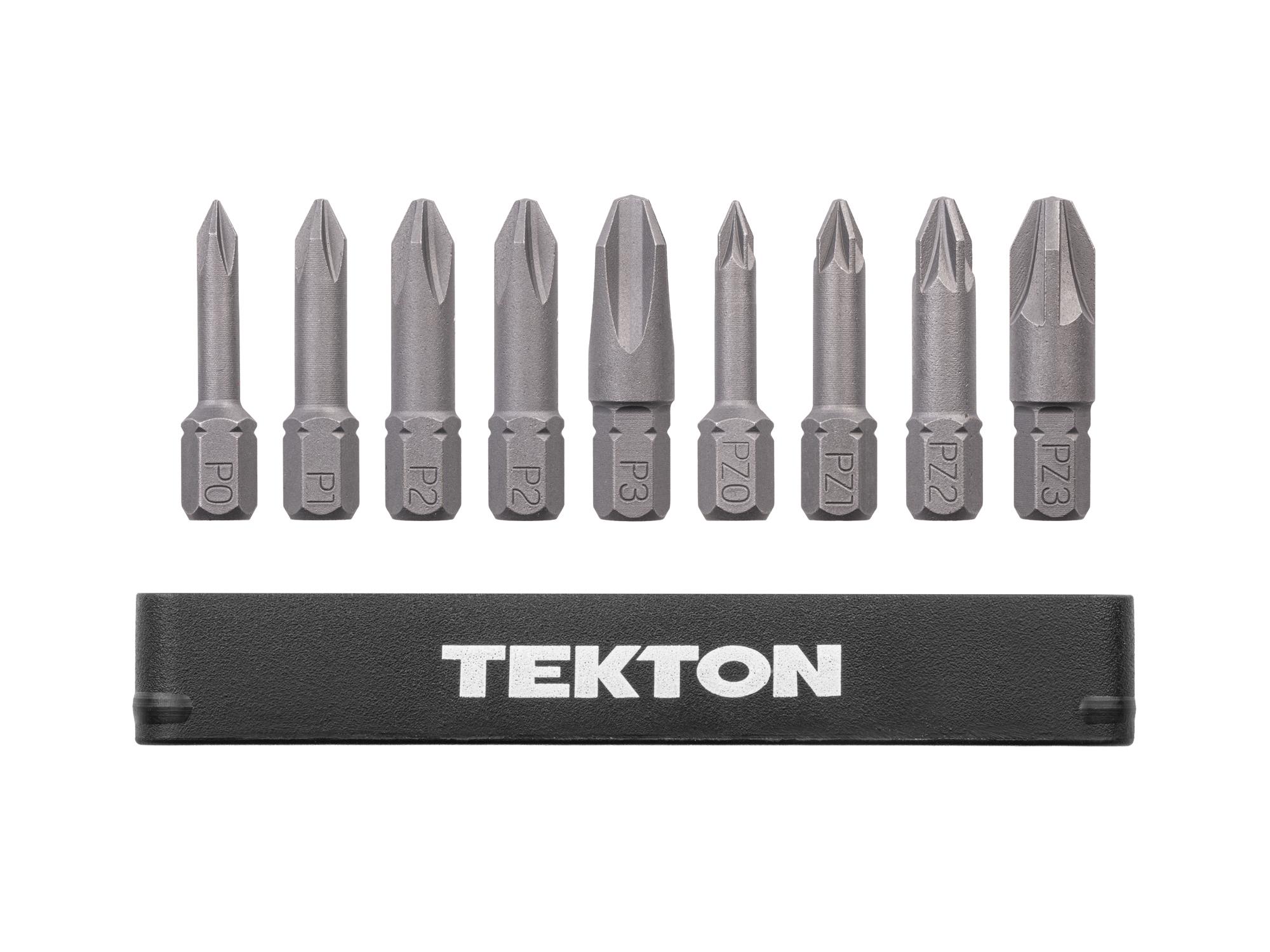 Laid out contents of Tekton rail bit set. Item #DZZ93013
