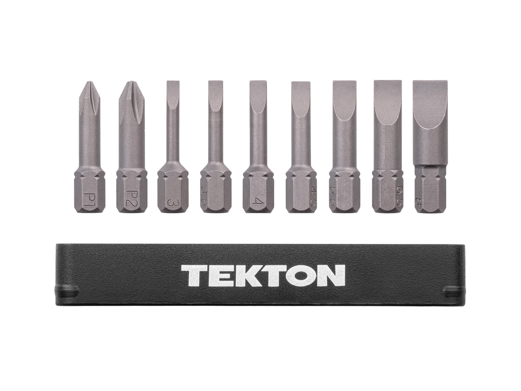 Laid out contents of Tekton rail bit set. Item #DZZ93015