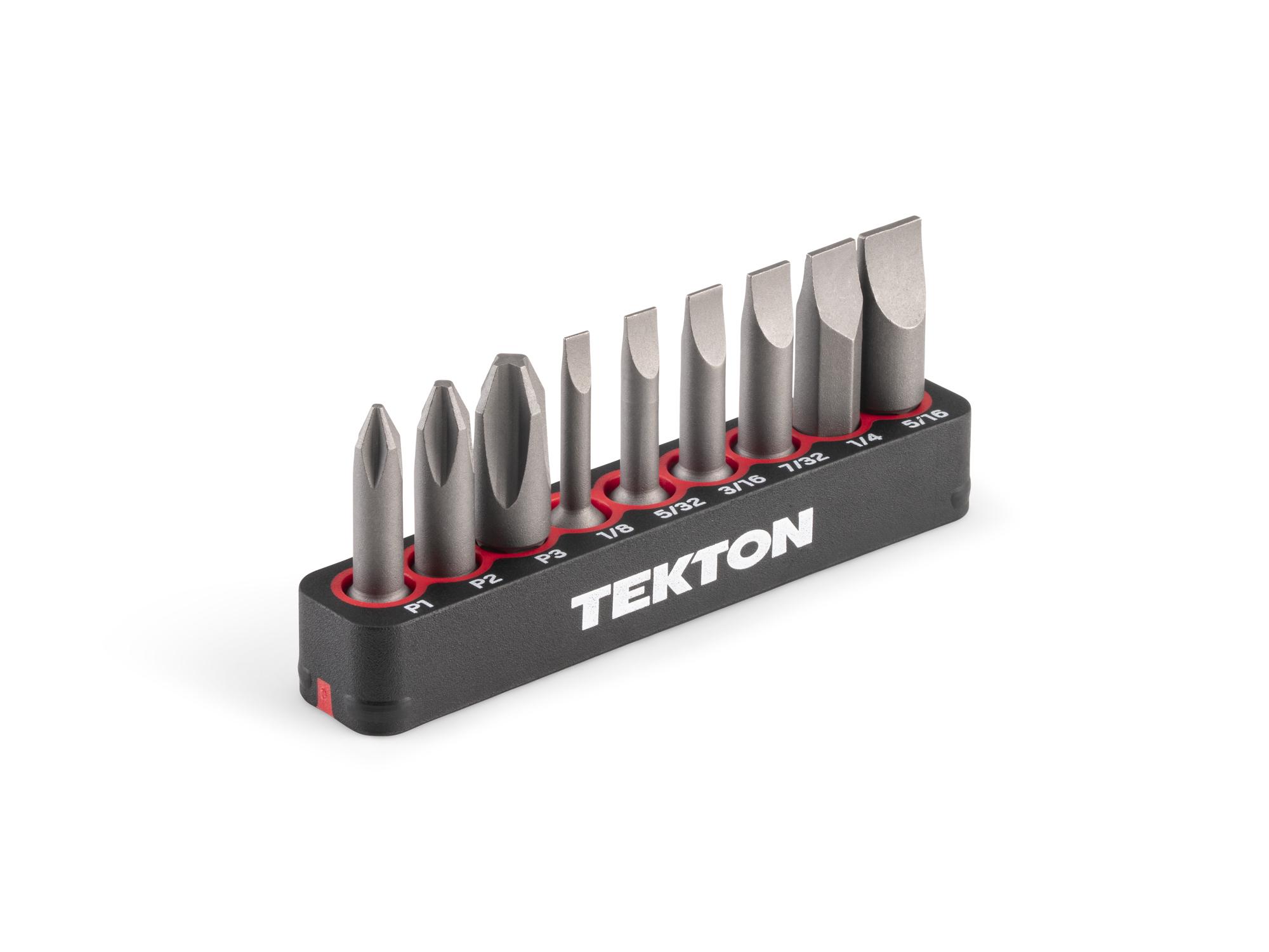 Phillips and Slotted Insert Bit Set with Rail (9-Piece)