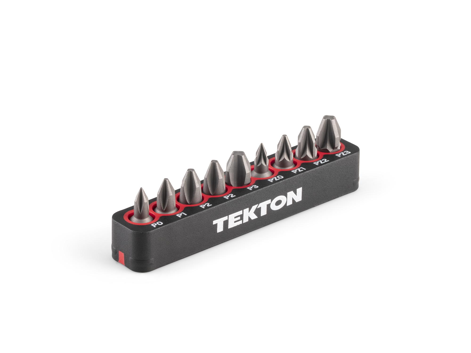 TEKTON Phillips and Pozidriv Insert Bit Set (0.75 Inch Length) with Rail, 9-Piece (P0 - P3, PZ0 - PZ3) - 1/4 in. Hex Shank