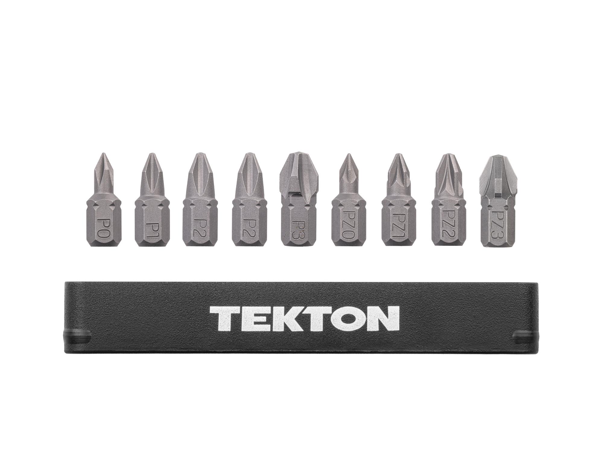 Laid out contents of Tekton rail bit set. Item #DZZ93017