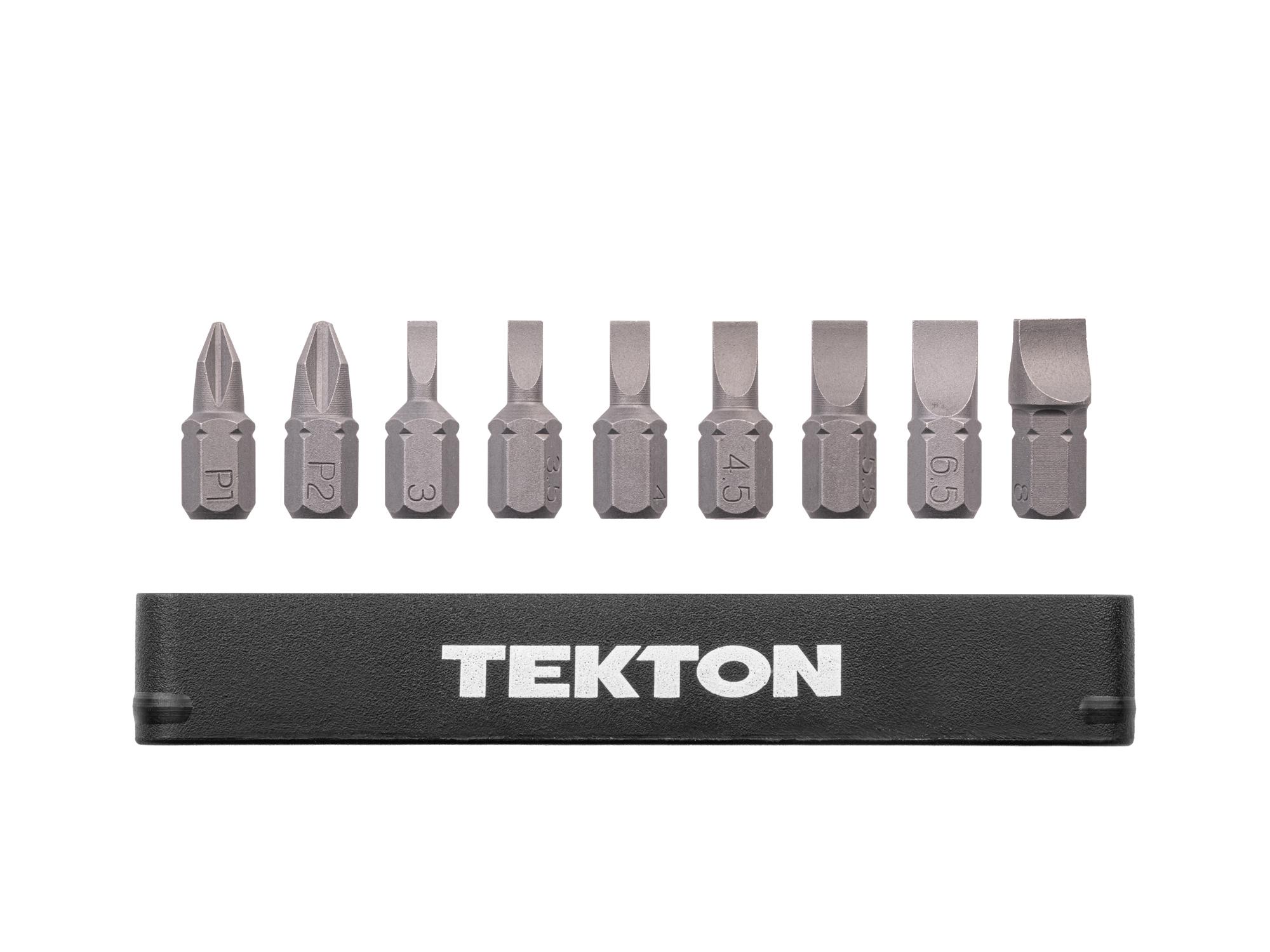 Laid out contents of Tekton rail bit set. Item #DZZ93019