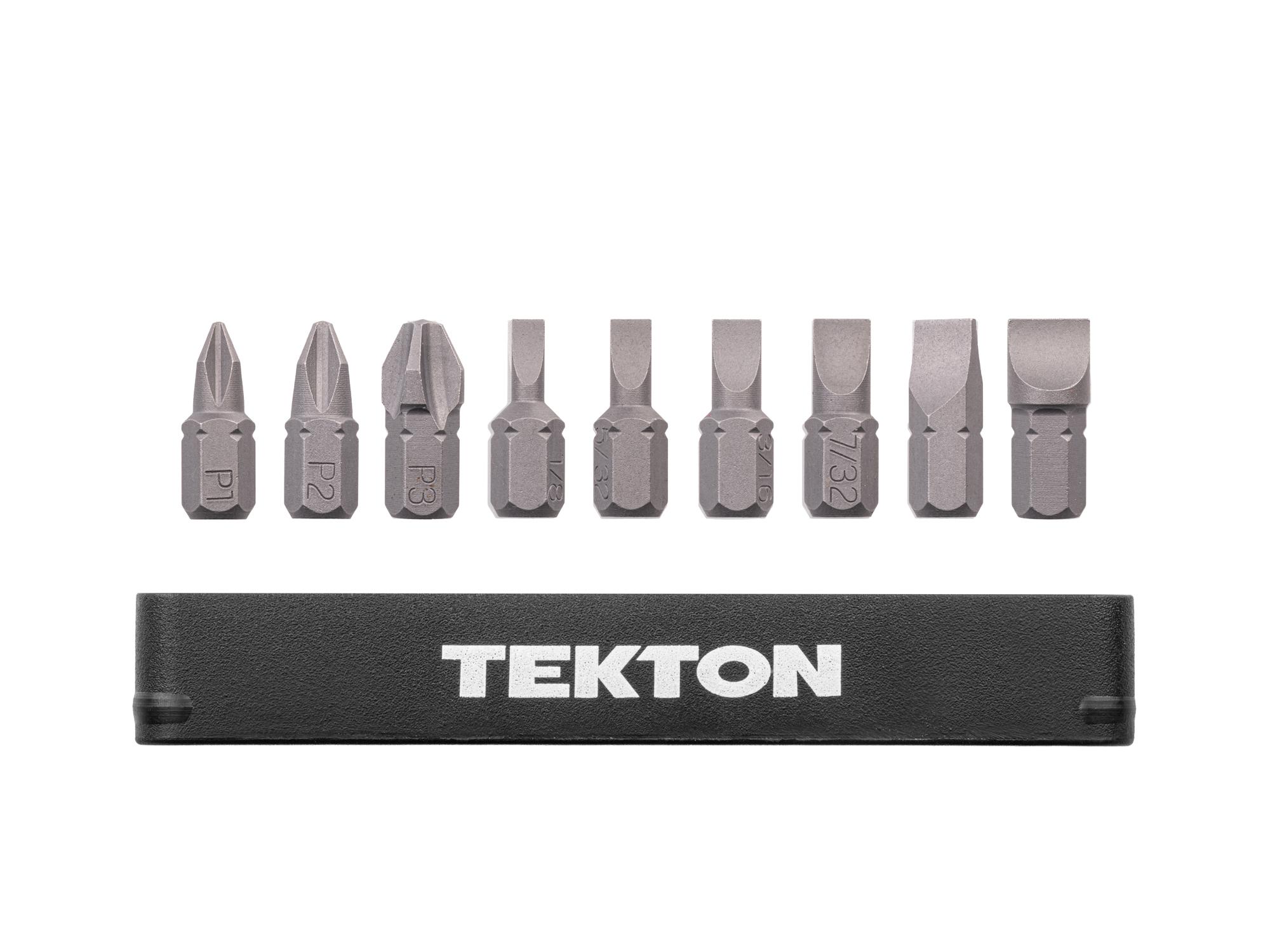 Laid out contents of Tekton rail bit set. Item #DZZ93020