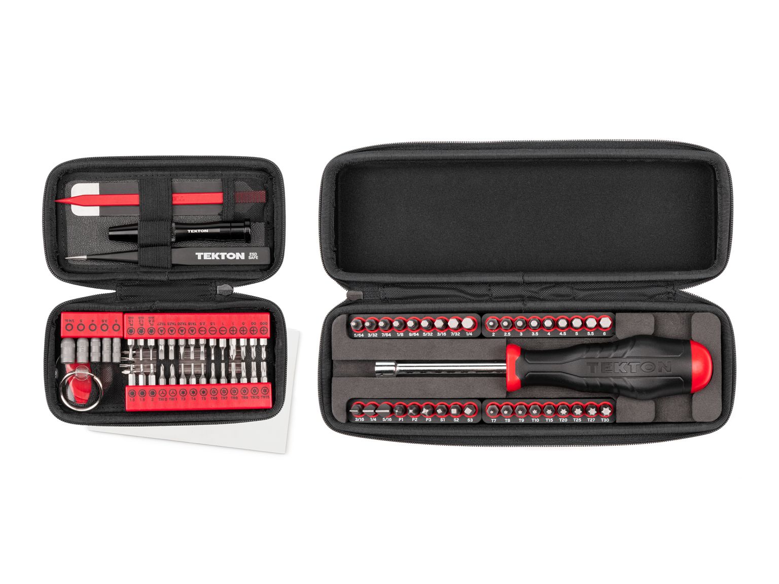 Front view of Tekton case bit set. Item #DRV99003