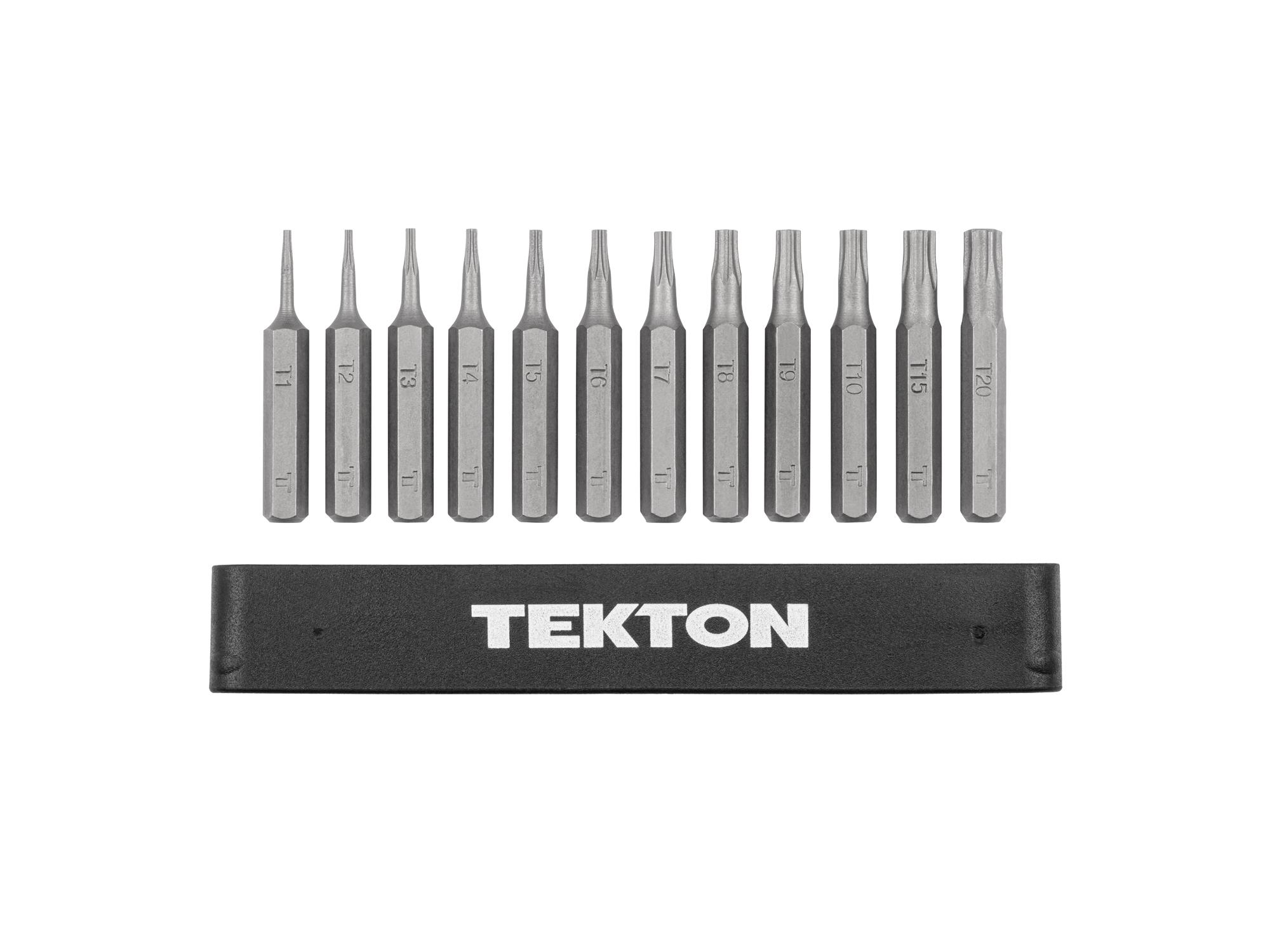 Laid out contents of Tekton rail bit set. Item #DZT92001