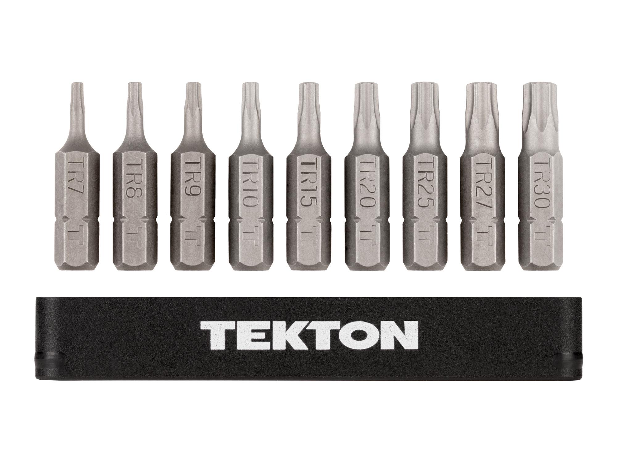 Laid out contents of Tekton rail bit set. Item #DZT93002