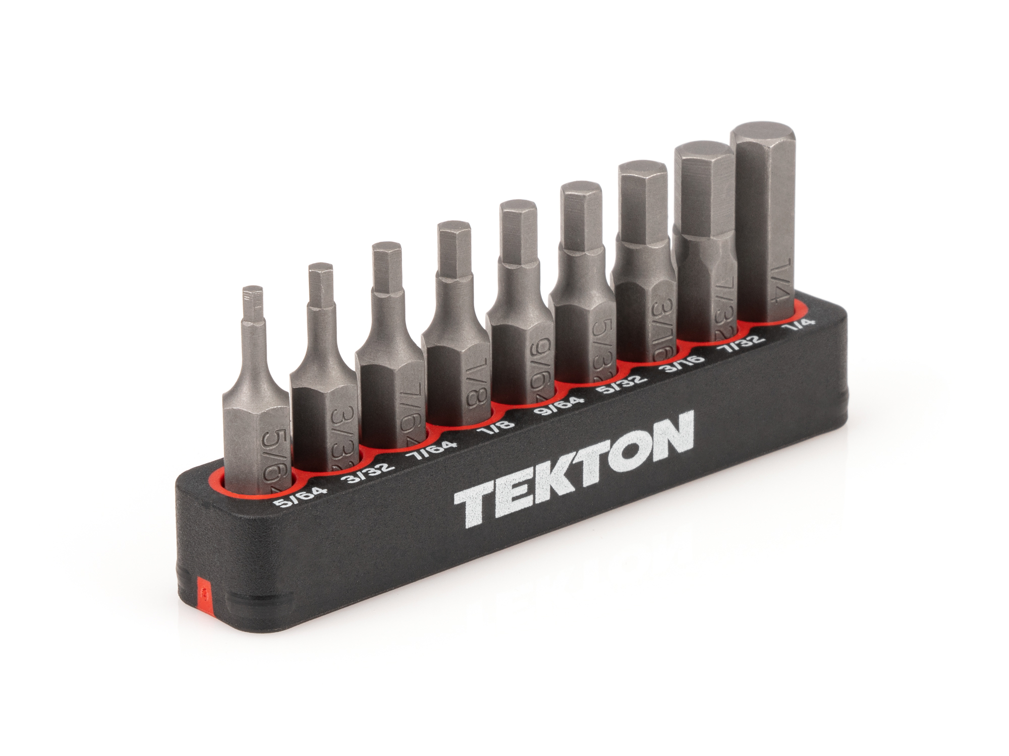 TEKTON 1/4 Inch Hex Bit Set with Rail, 9-Piece (5/64-1/4 in.)