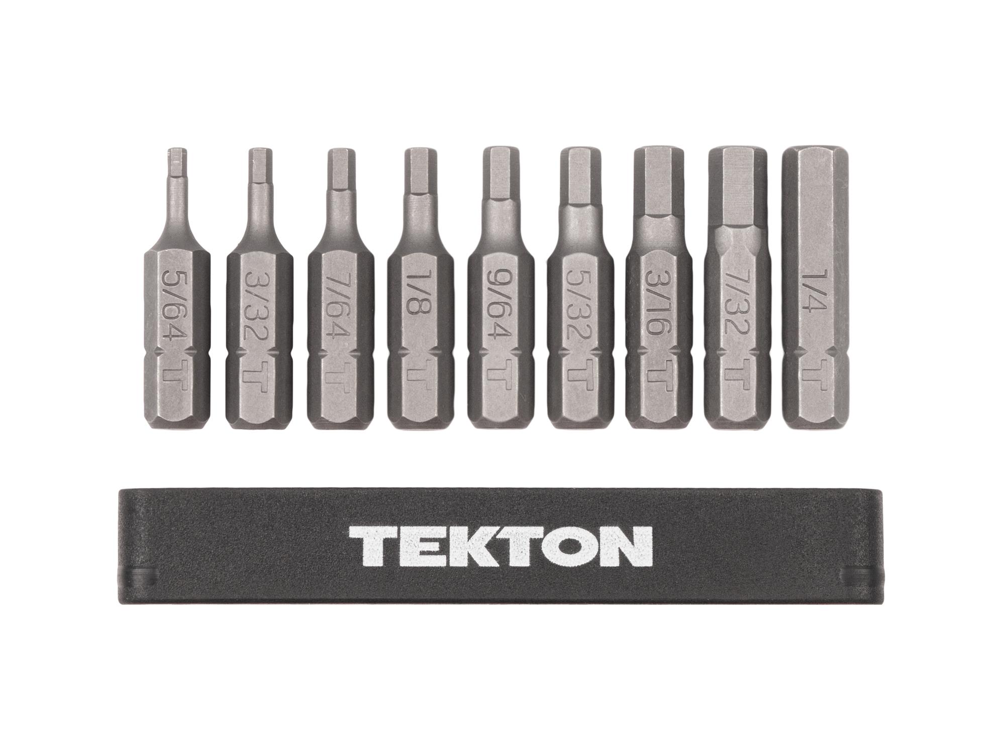 Laid out contents of Tekton rail bit set. Item #DZX93001