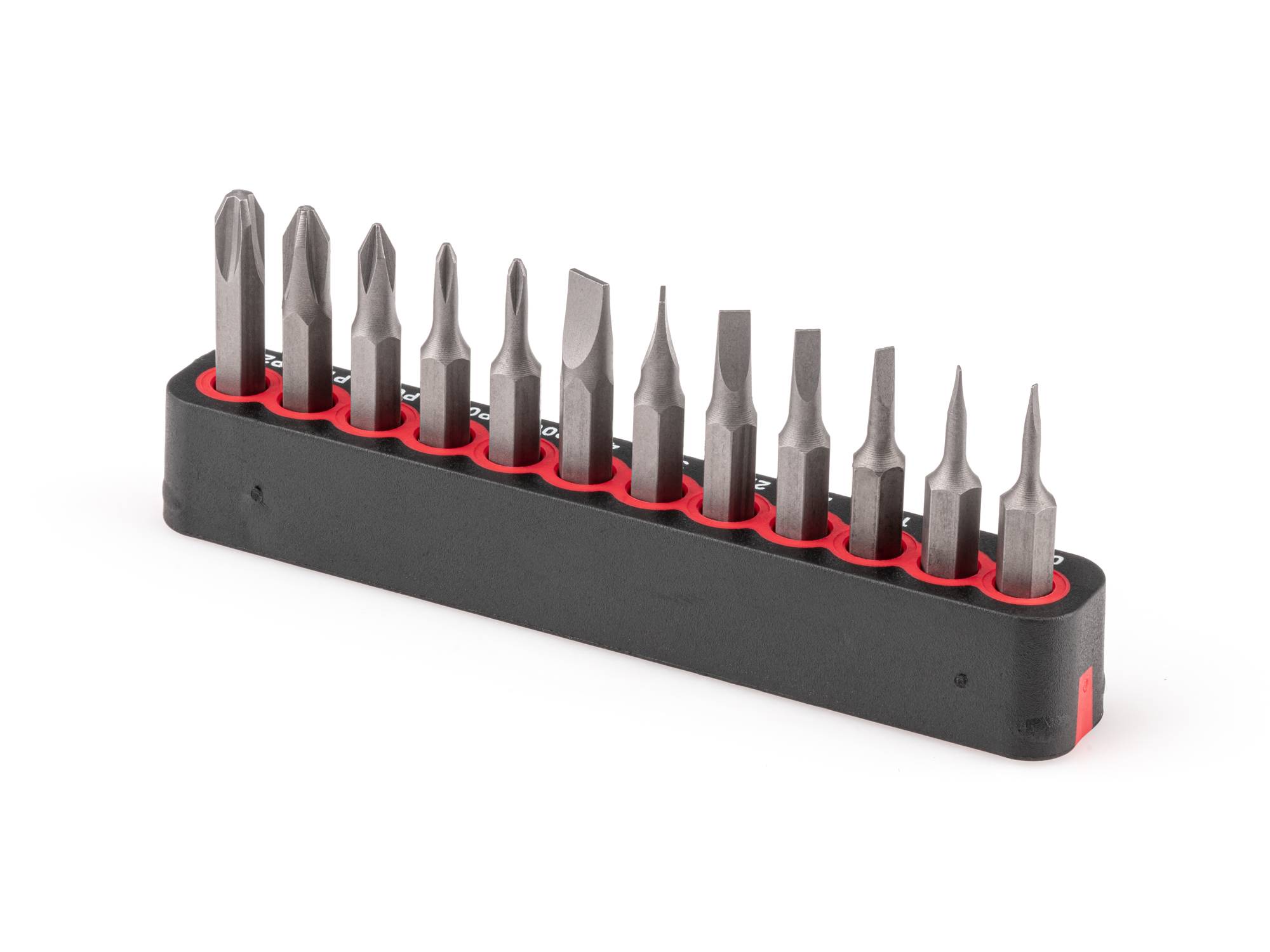 4 mm Phillips and Slotted Bit Set with Rail (12-Piece) | TEKTON