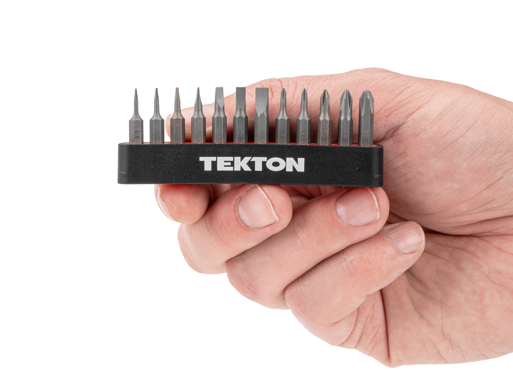 4 mm Phillips and Slotted Bit Set with Rail (12-Piece) | TEKTON