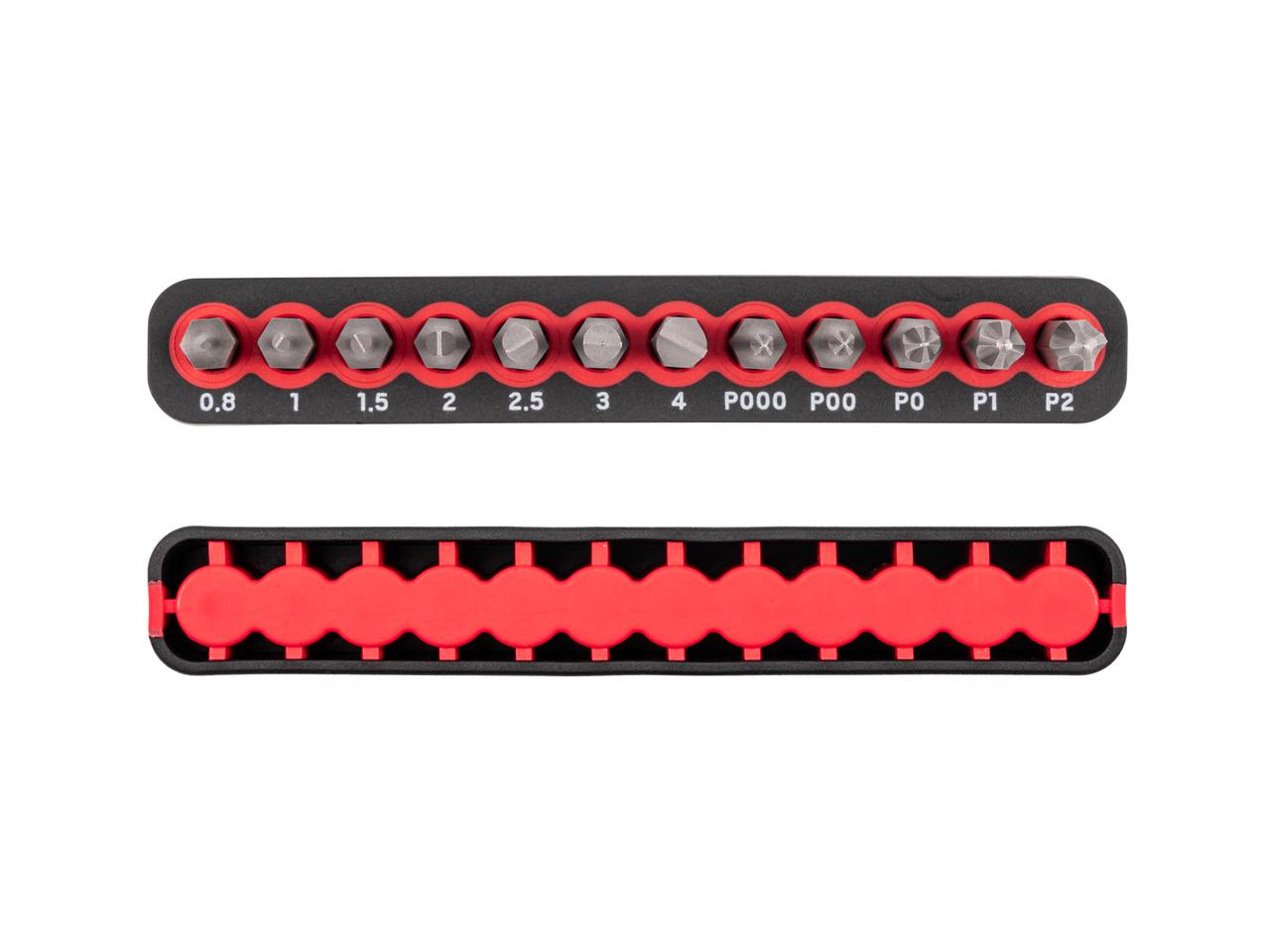 4 mm Phillips and Slotted Bit Set with Rail (12-Piece) | TEKTON