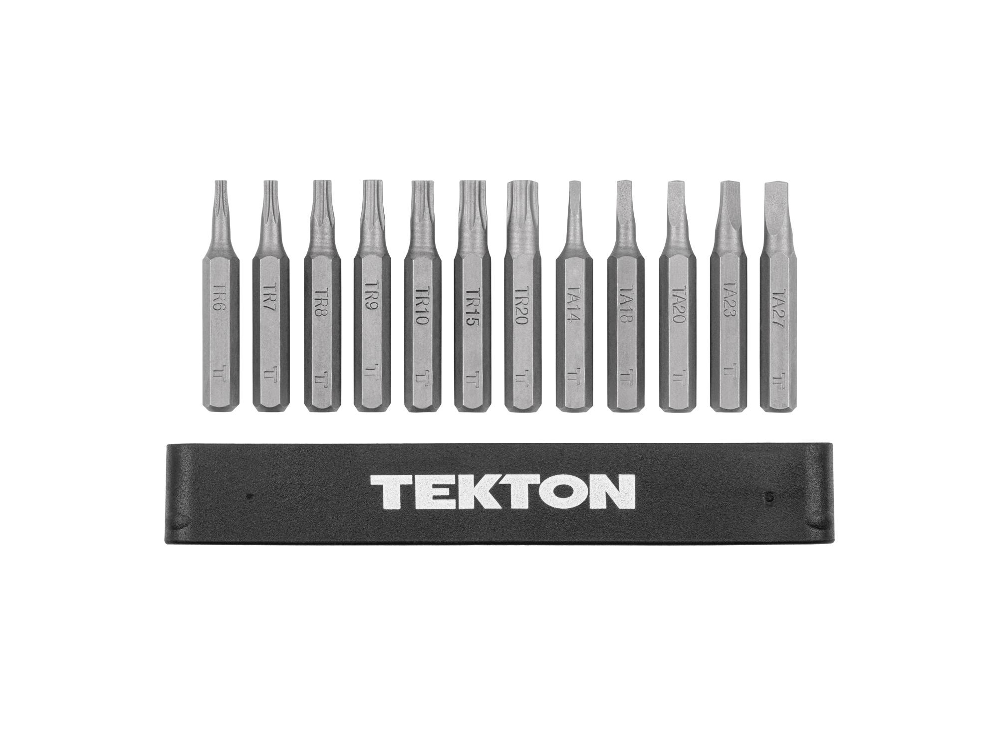 Laid out contents of Tekton rail bit set. Item #DZZ92002