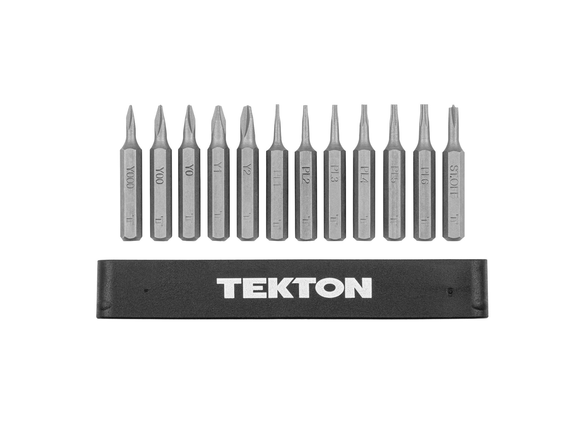 Laid out contents of Tekton rail bit set. Item #DZZ92003