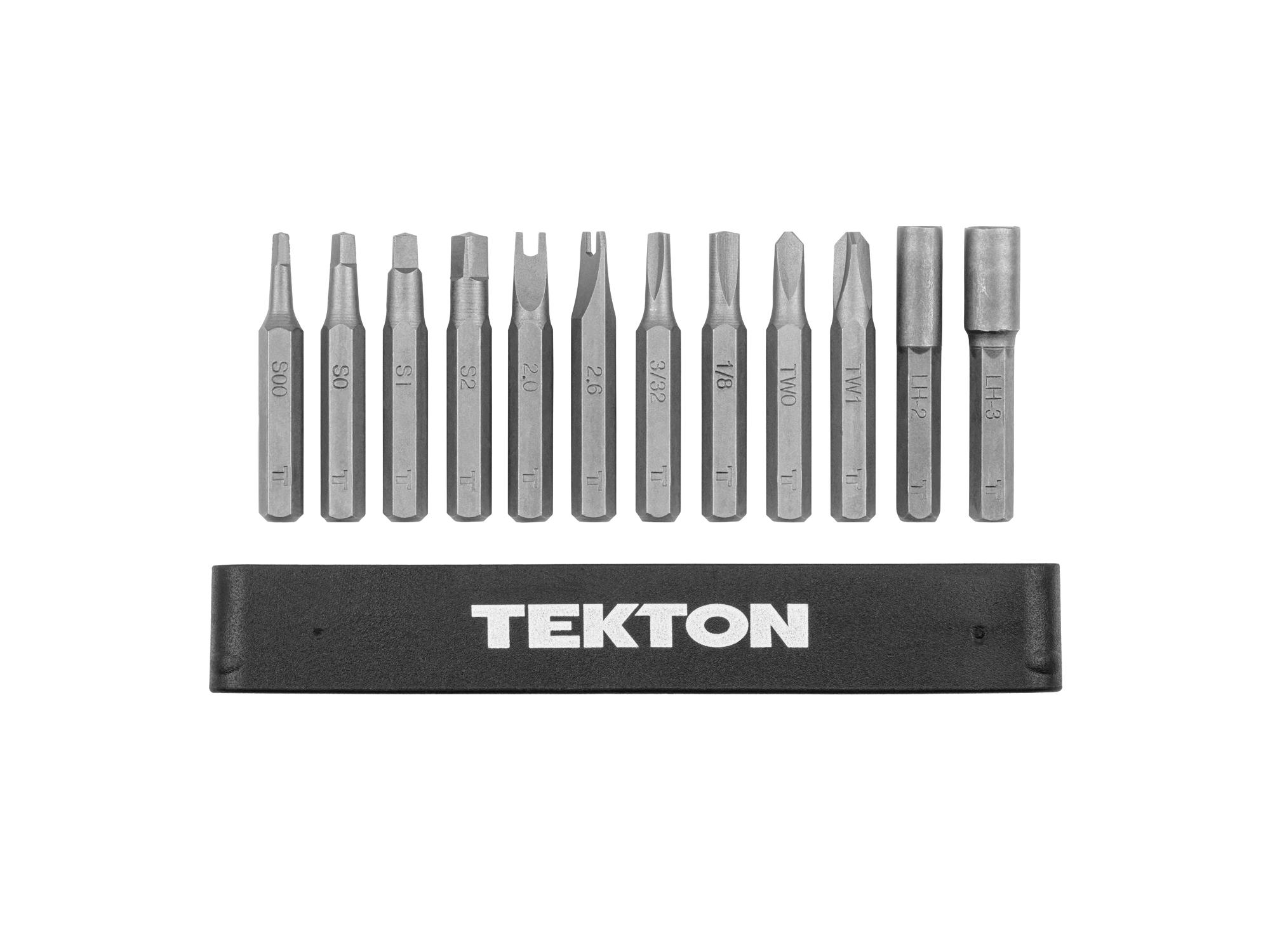 Laid out contents of Tekton rail bit set. Item #DZZ92007