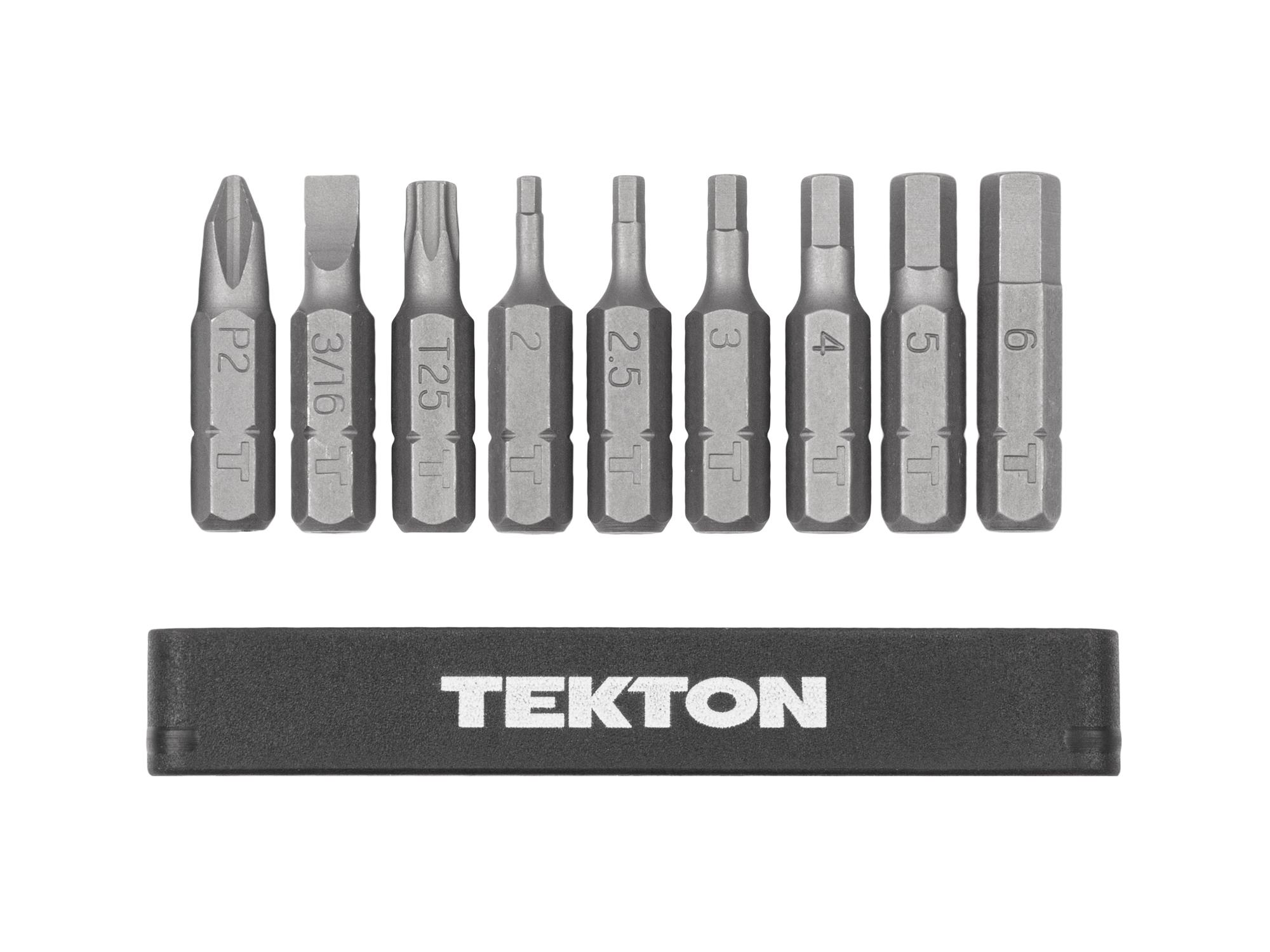 Laid out contents of Tekton rail bit set. Item #DZZ93003