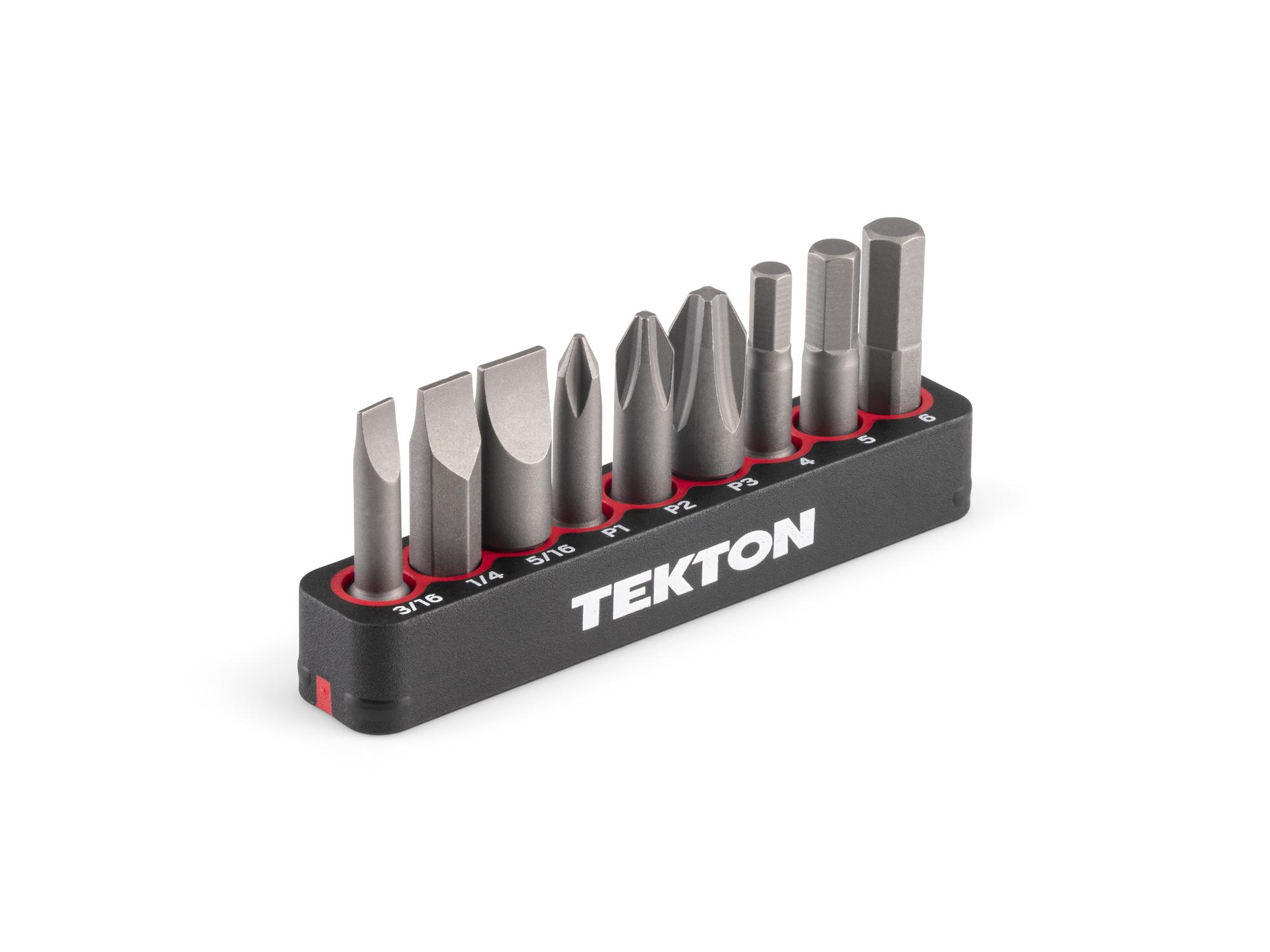 Hex, Phillips, Slotted Insert Bit Set with Rail (9-Piece)