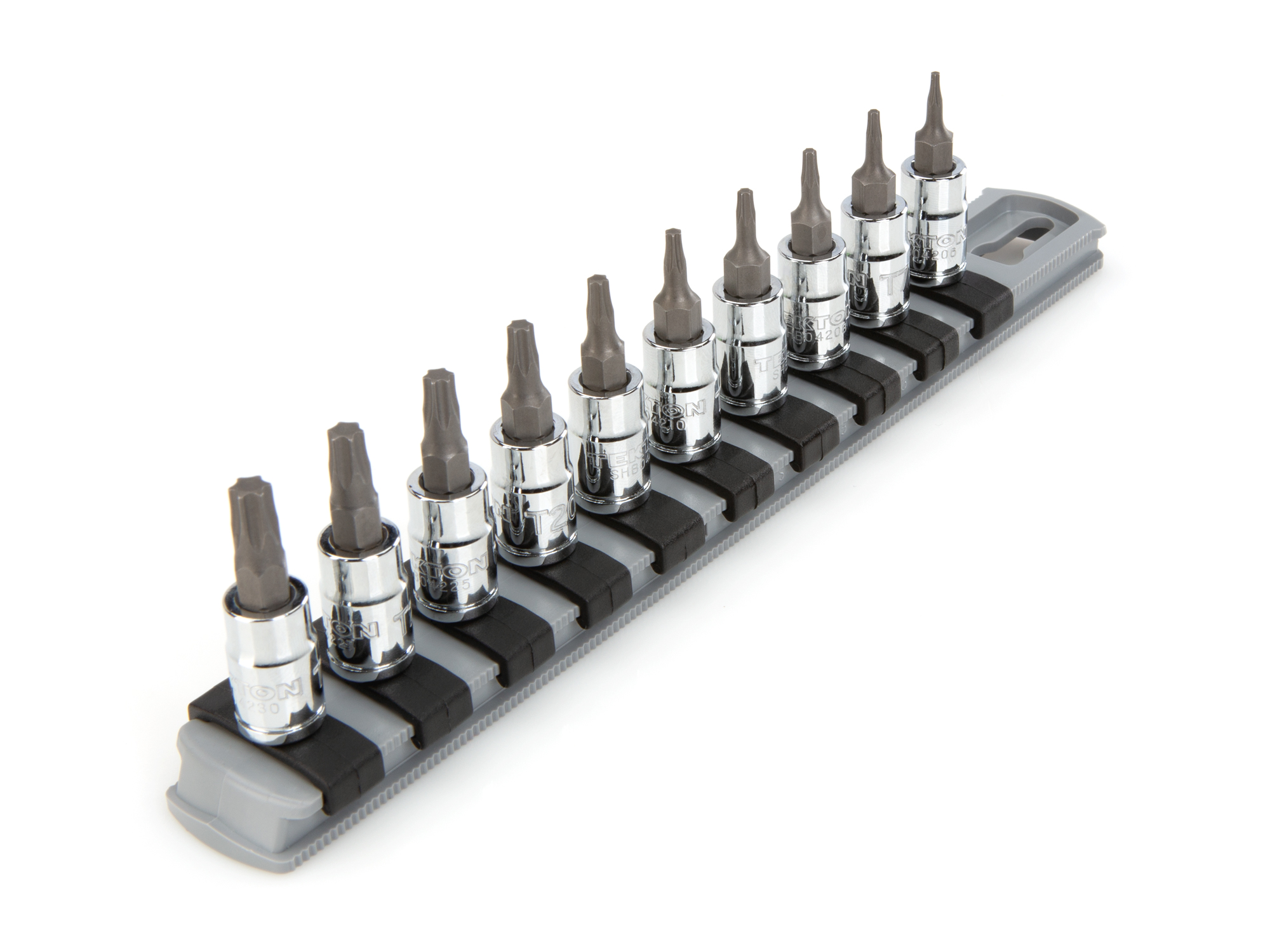 TEKTON 1/4 Inch Drive Torx Bit Socket Set with Rail, 10-Piece (T6-T30)