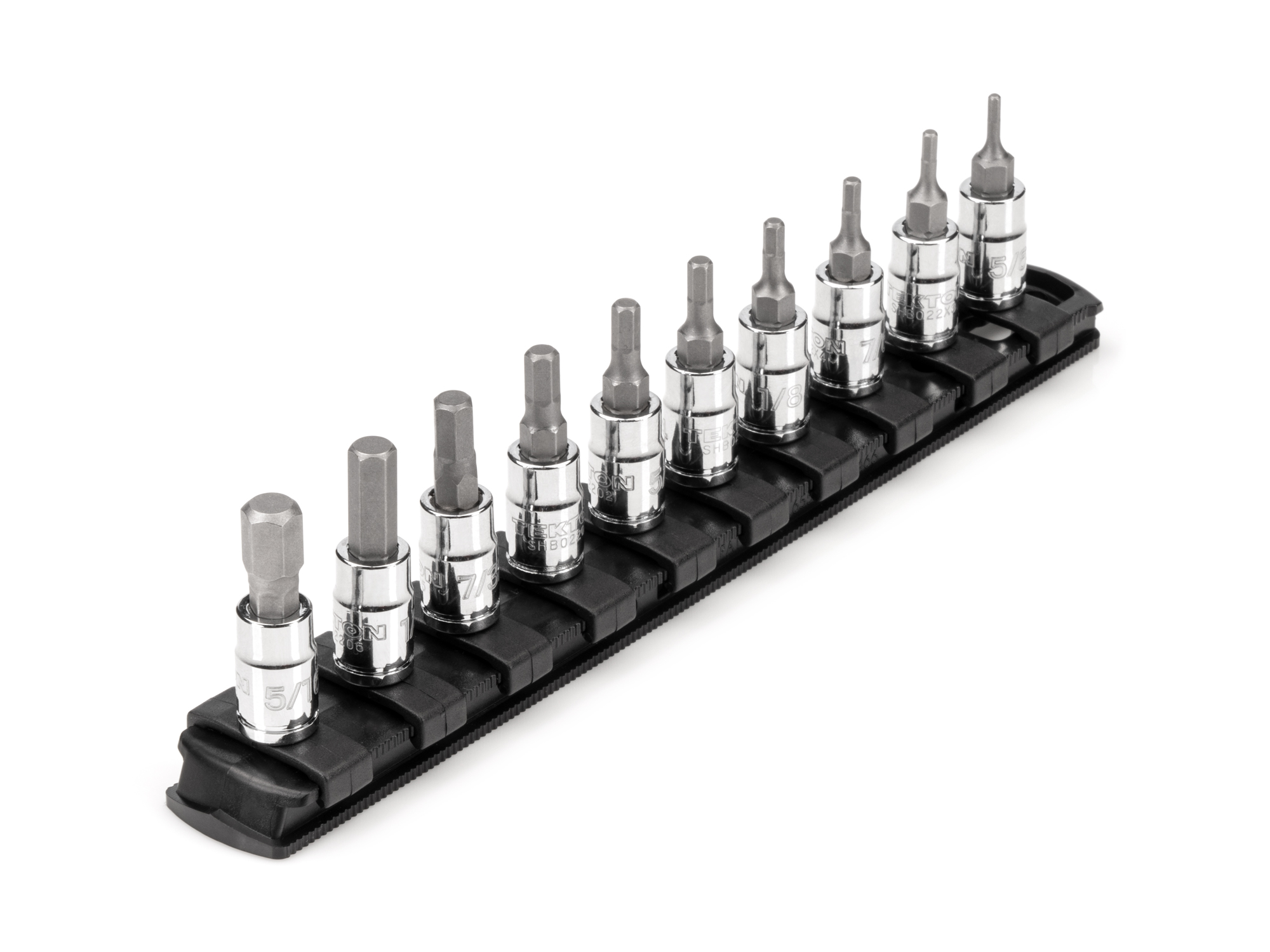 1/4 Inch Drive Hex Bit Socket Set with Rail (10-Piece)