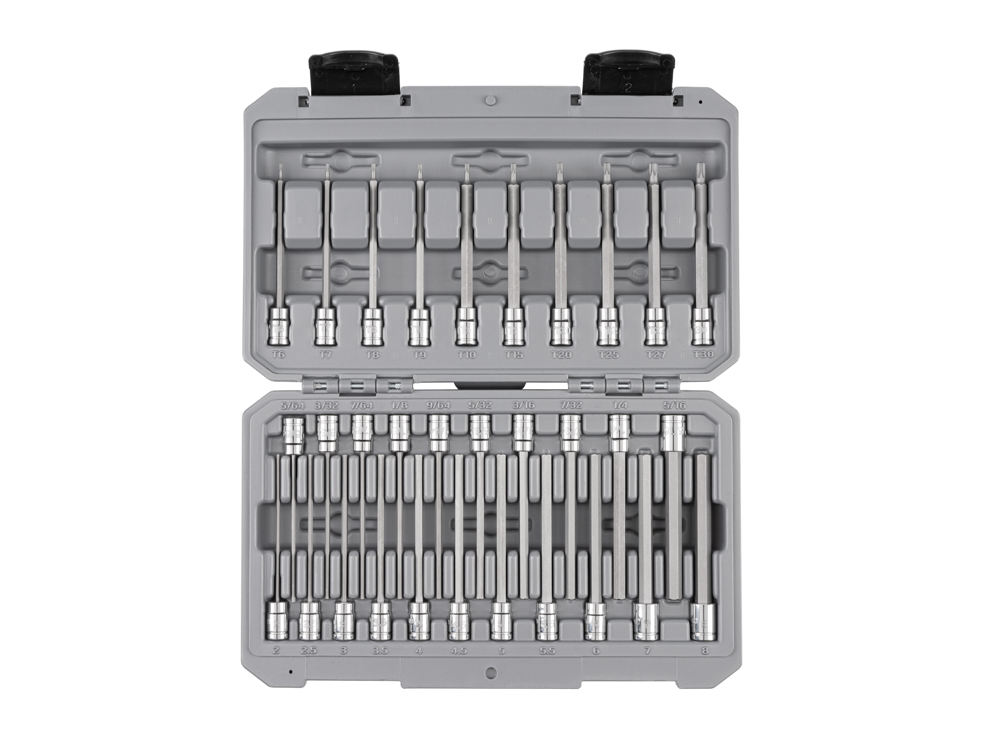 TEKTON 1/4 Inch Drive Long Hex and Torx Bit Socket Set with Case, 31-Piece (5/64-5/16 in., 2-8 mm, T6-T30)