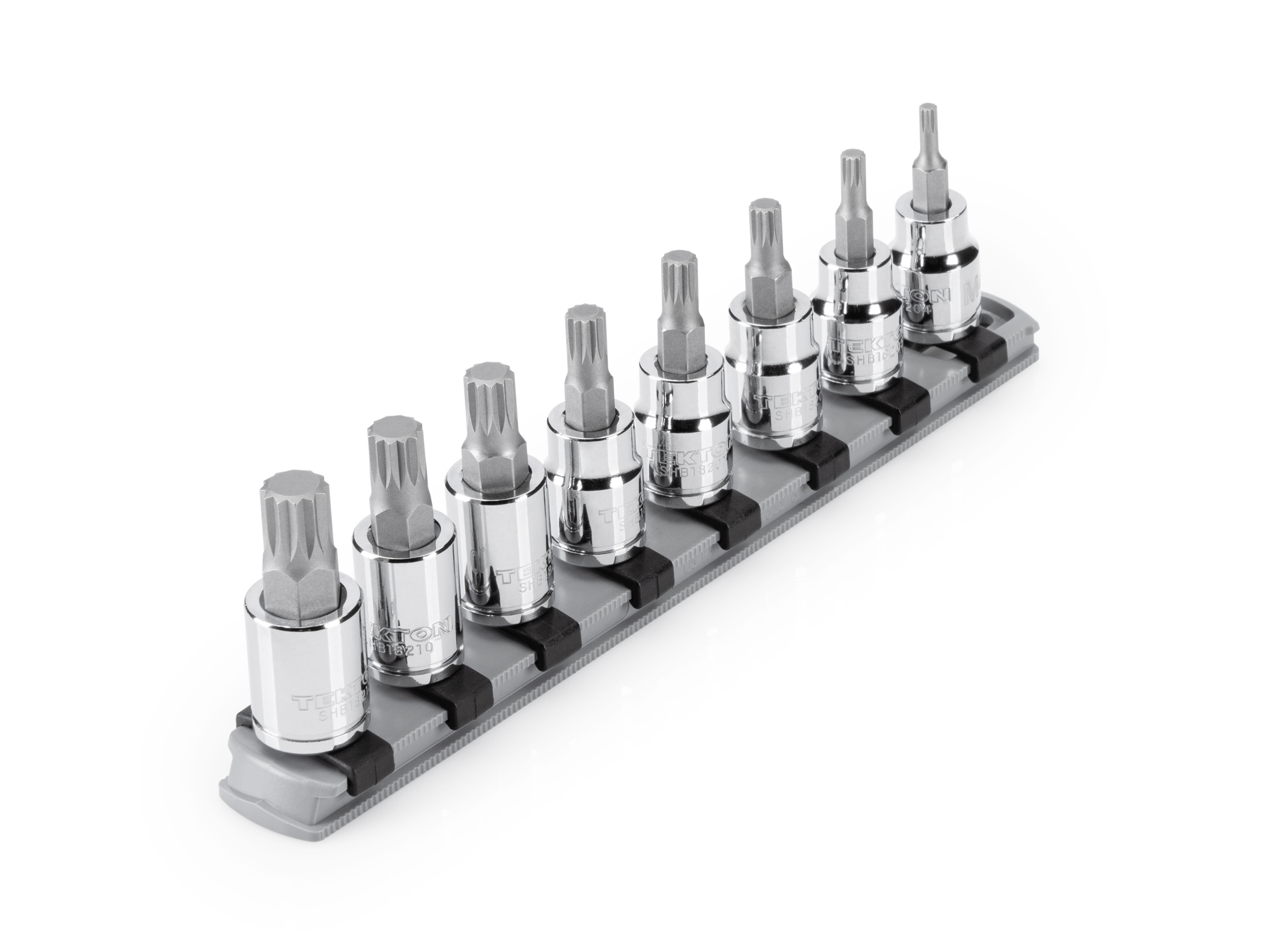 TEKTON 3/8 Inch Triple Square Bit Socket Set with Rail, 8-Piece (M4-M12)