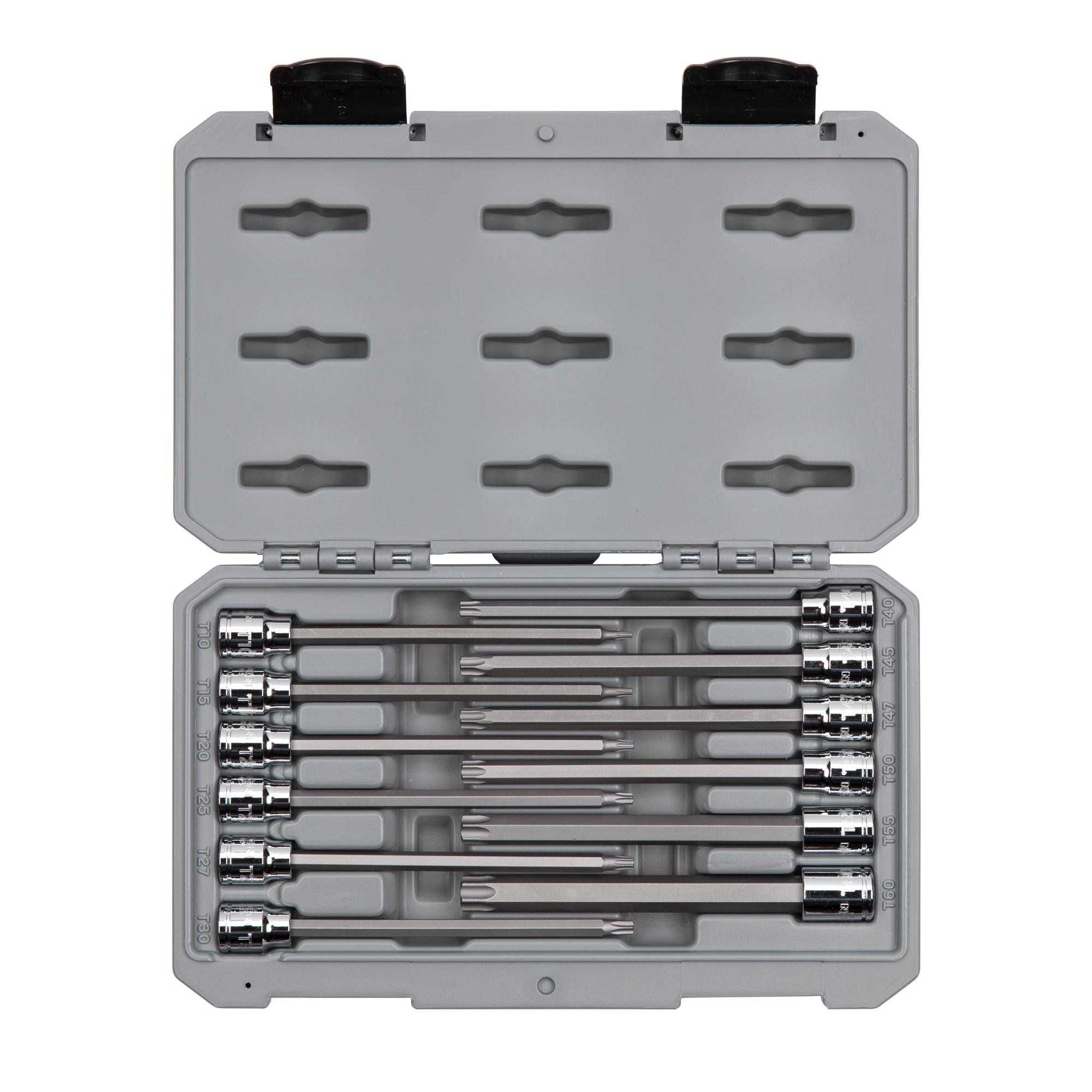 Front view of Tekton case hand drive bit socket set. Item #SHB91305