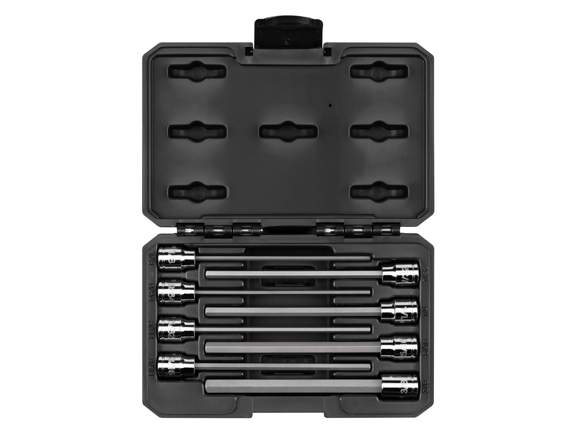 3/8 Inch Drive Long Hex Bit Socket Set with Case (8-Piece)