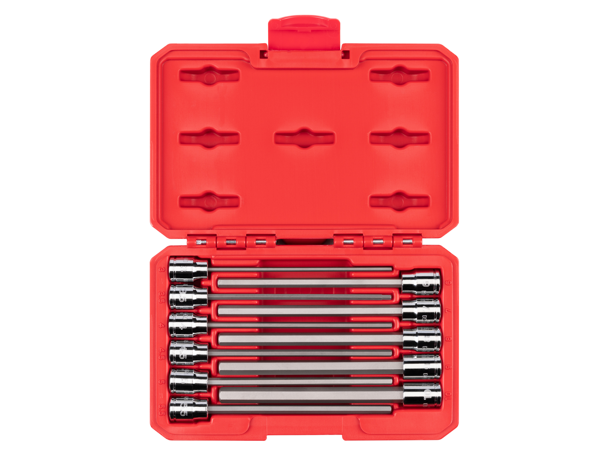 TEKTON 3/8 Inch Drive Long Hex Bit Socket Set with Case, 11-Piece (3-10 mm)