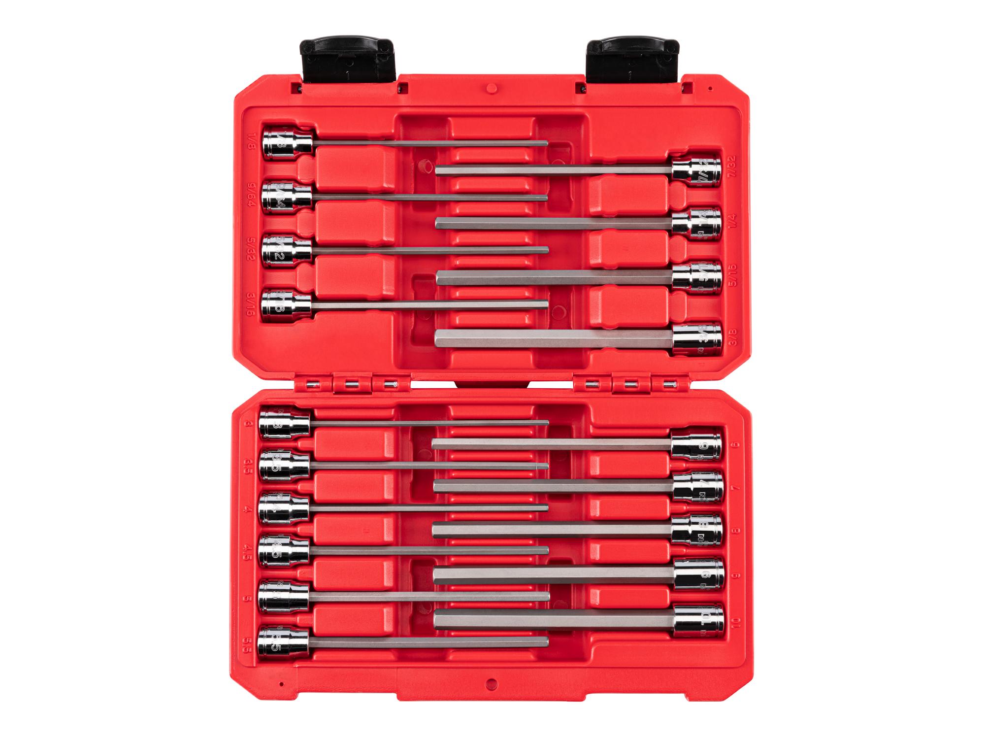 Front view of Tekton case hand drive bit socket set. Item #SHB91315