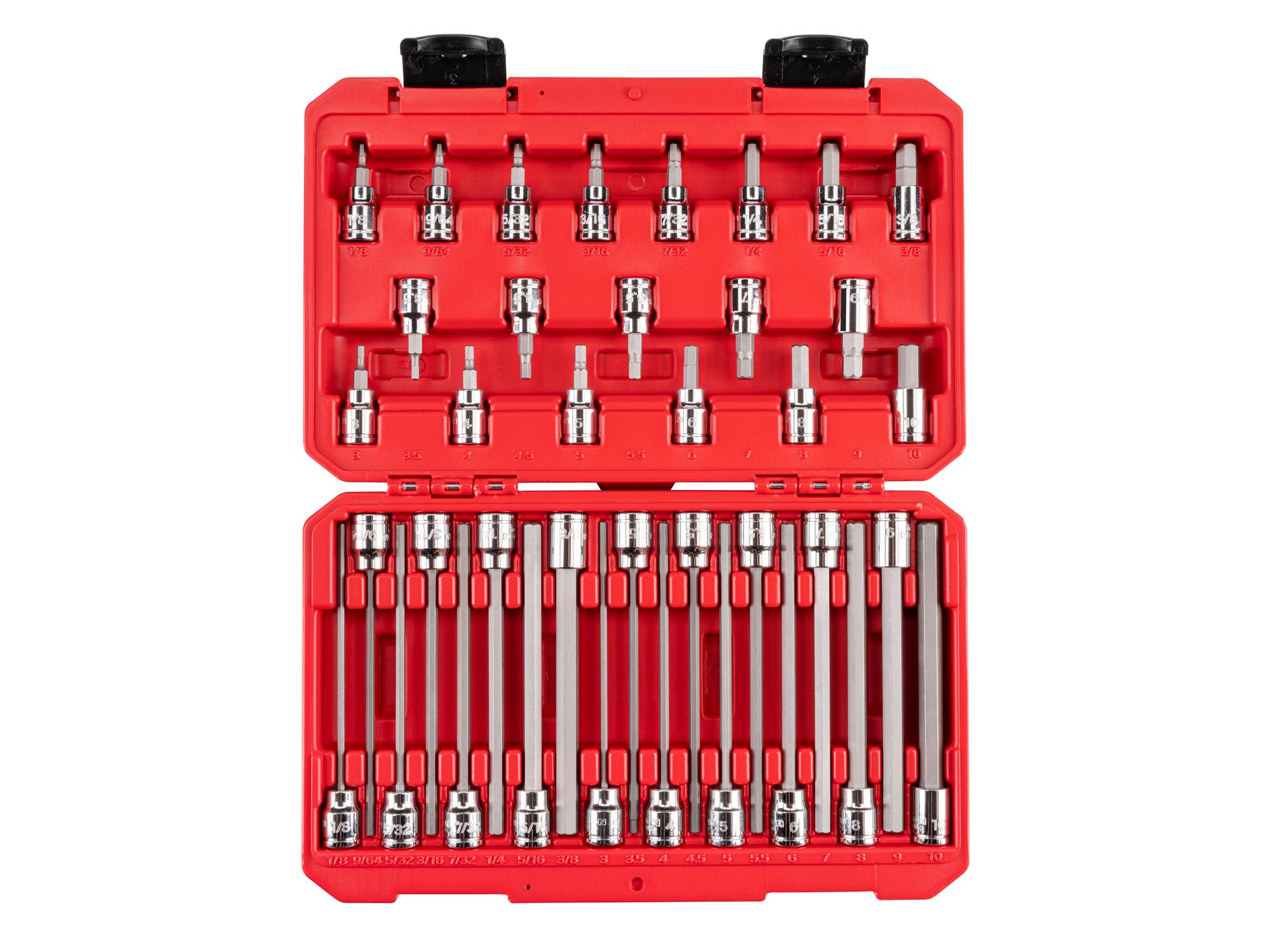 Front view of Tekton case hand drive bit socket set. Item #SHB91316